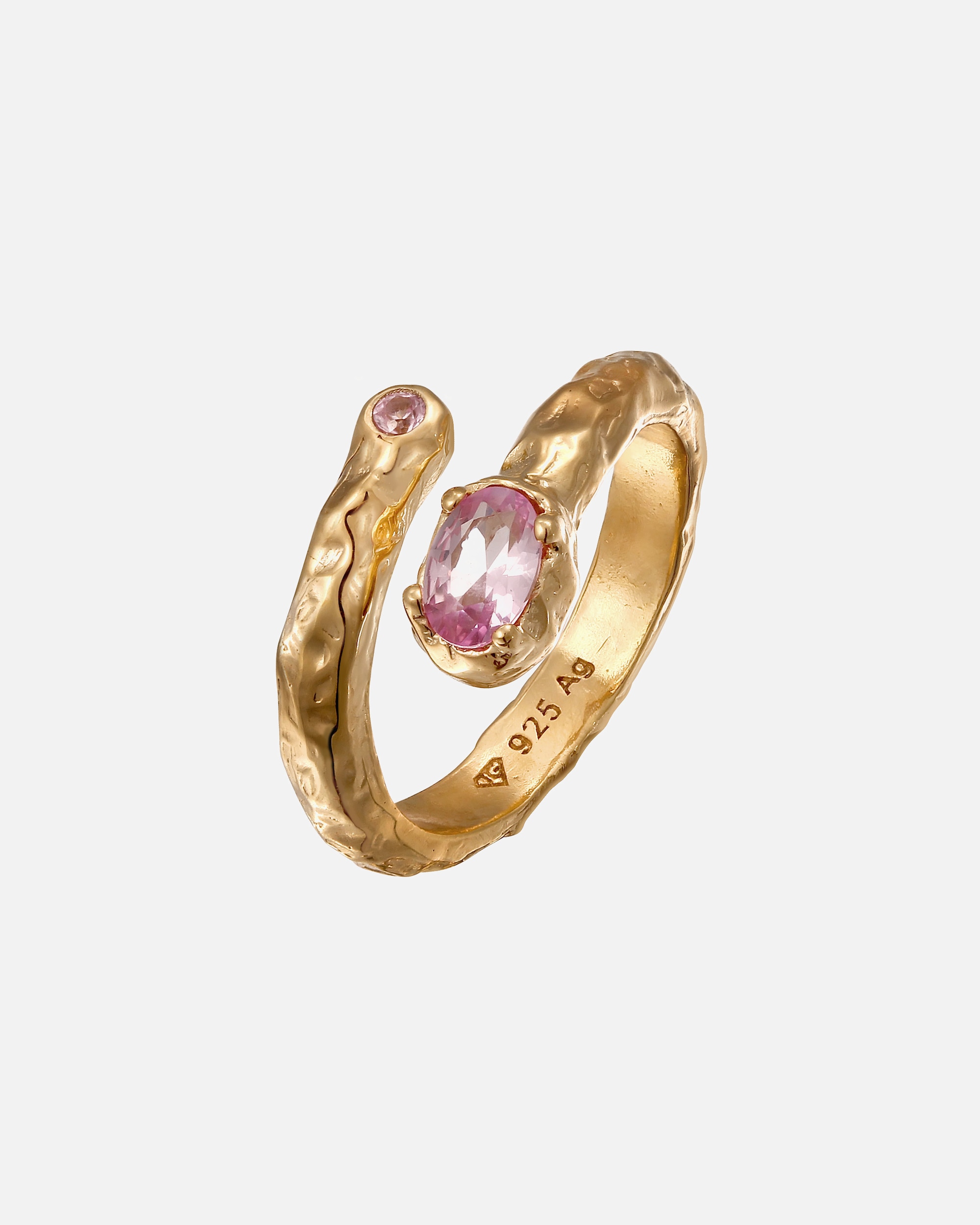 Anello di Femmina Haze & Glory Default Brand Line Anello ovale Zaffiro Sintetico Sintetico Rosa 925 Sterling Silver Gold-plated 54