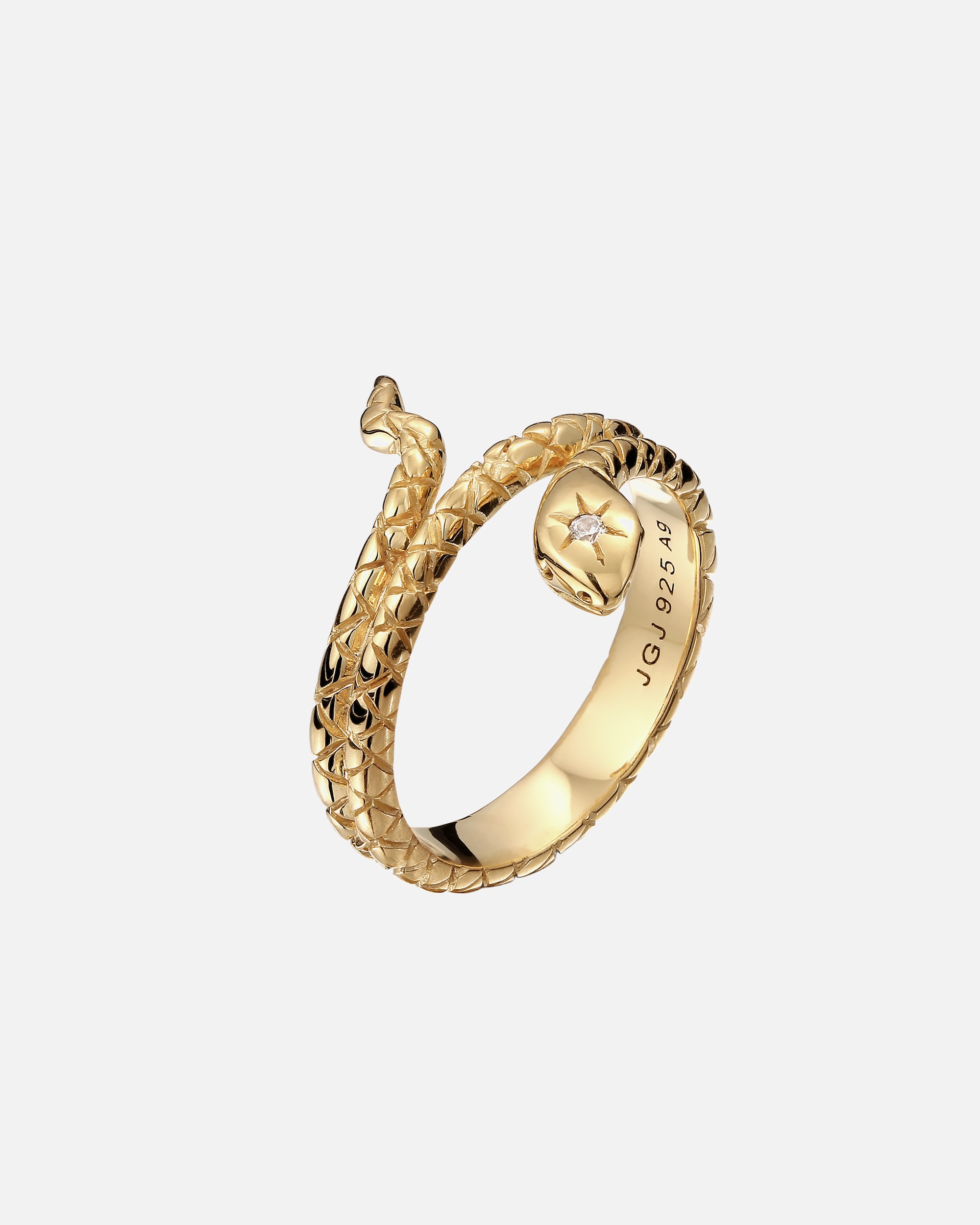 Anello di Femmina Elli Serpente avvolto da cristalli di zirconia in argento sterling 925 placcato oro 52