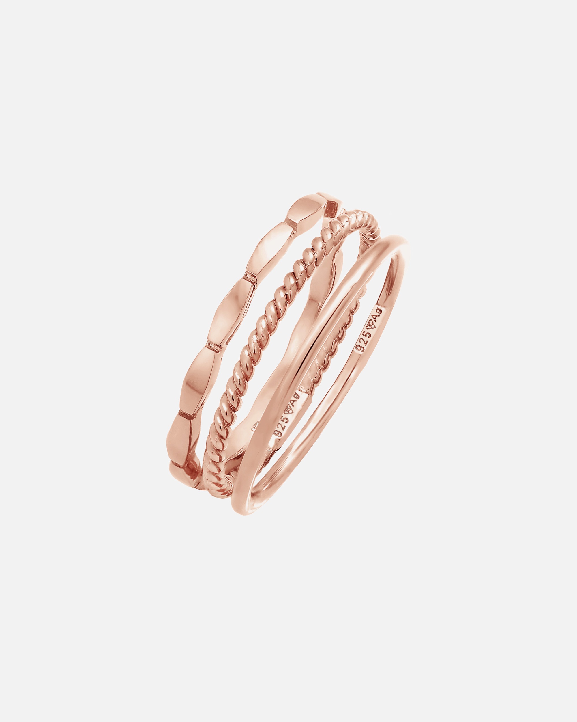 Anello di Femmina Elli Banda Impilamento Trio di Base Minimale Blogger senza tempo in Argento Sterling 925 58
