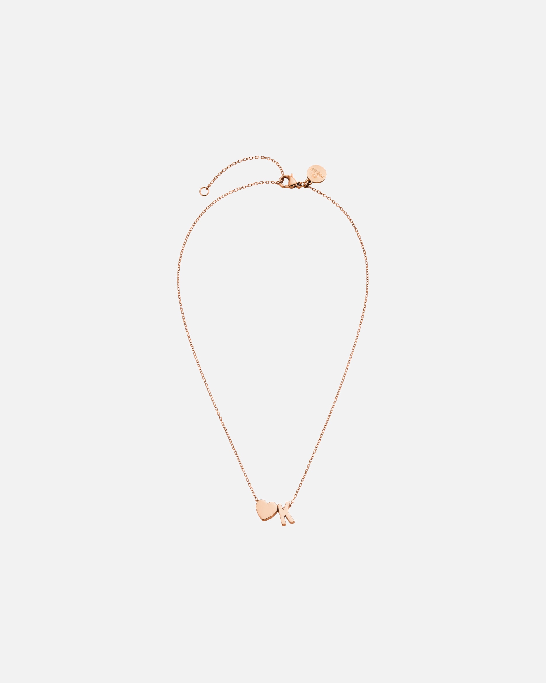 Collana di Unisex Purelei Letter Heart K Collana 100% acciaio inossidabile Oro rosa