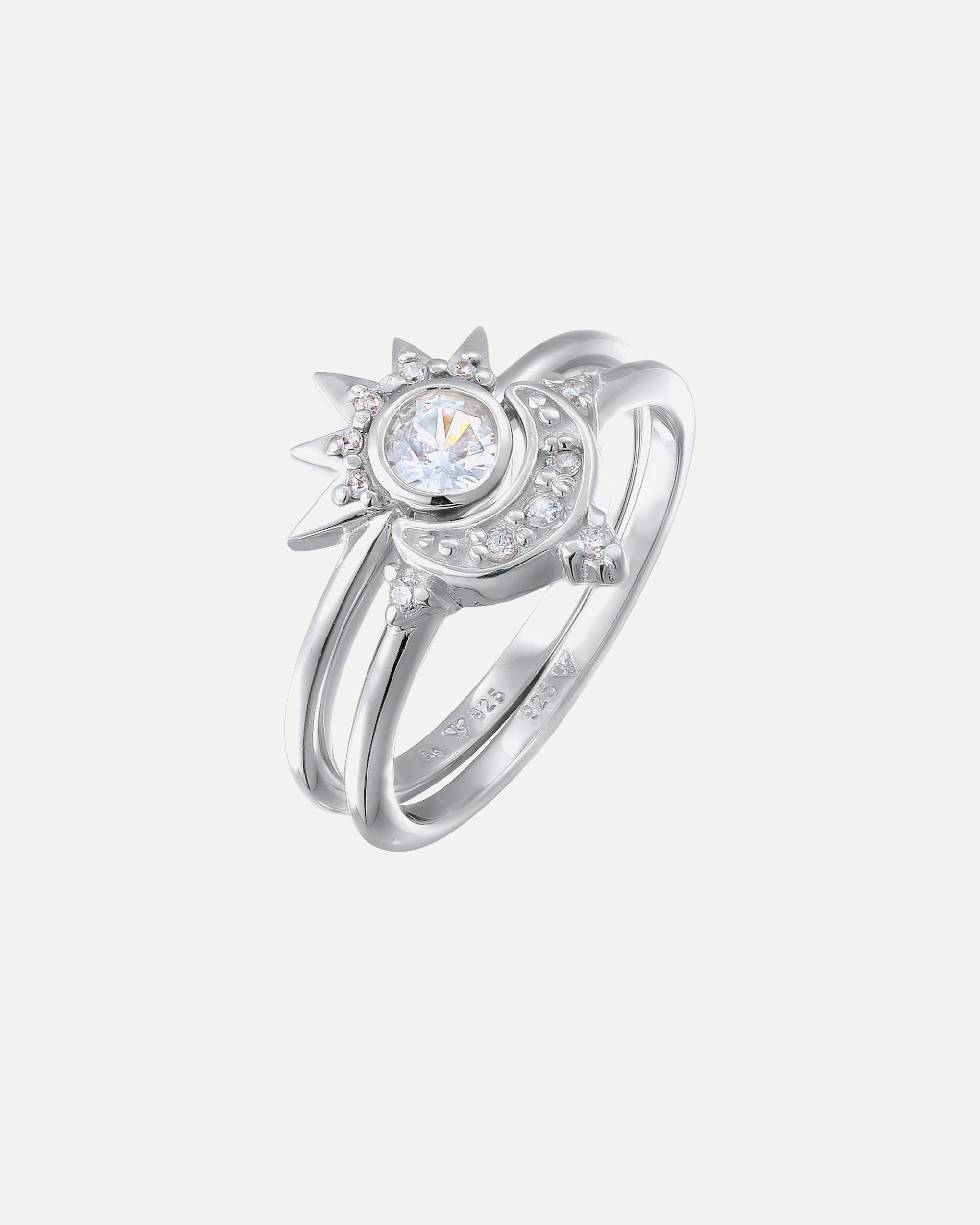 Anello di Femmina Elli Anello Stella Zirconia Bianco 925 Sterling Silver Gold-plated 52