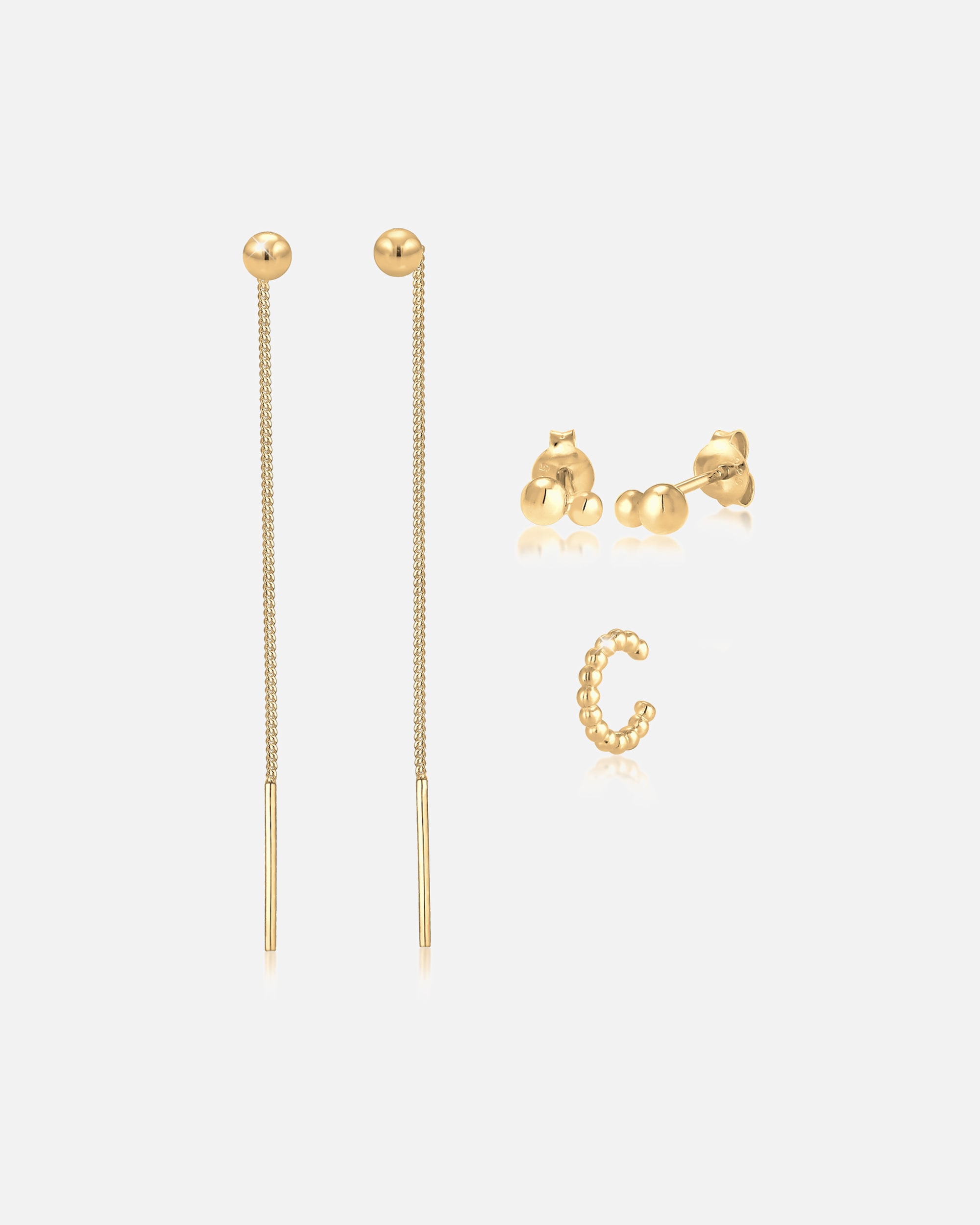 Orecchini di Femmina Elli Pendente Earcuff Sfera Geo in Argento Sterling 925 goldfarben