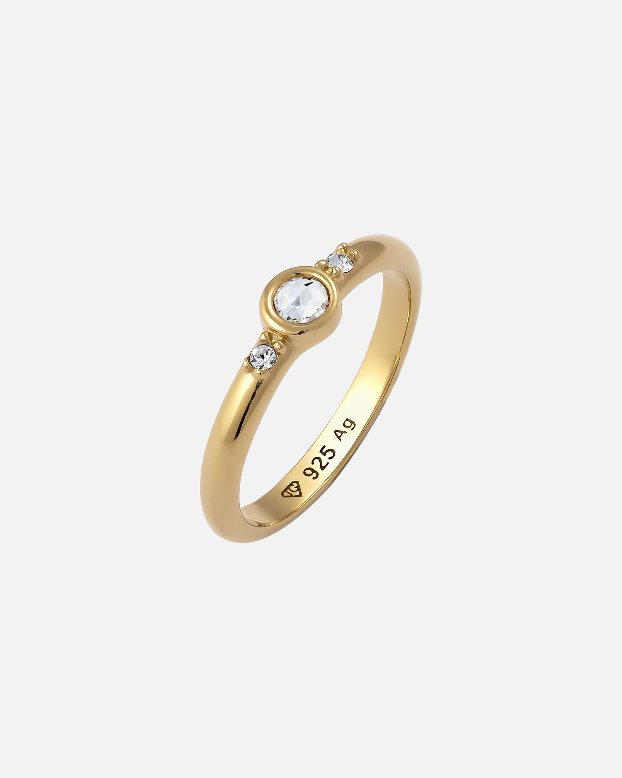 Anello di Femmina Elli Anello Cristalli Vetro Bianco 925 Sterling Silver 54