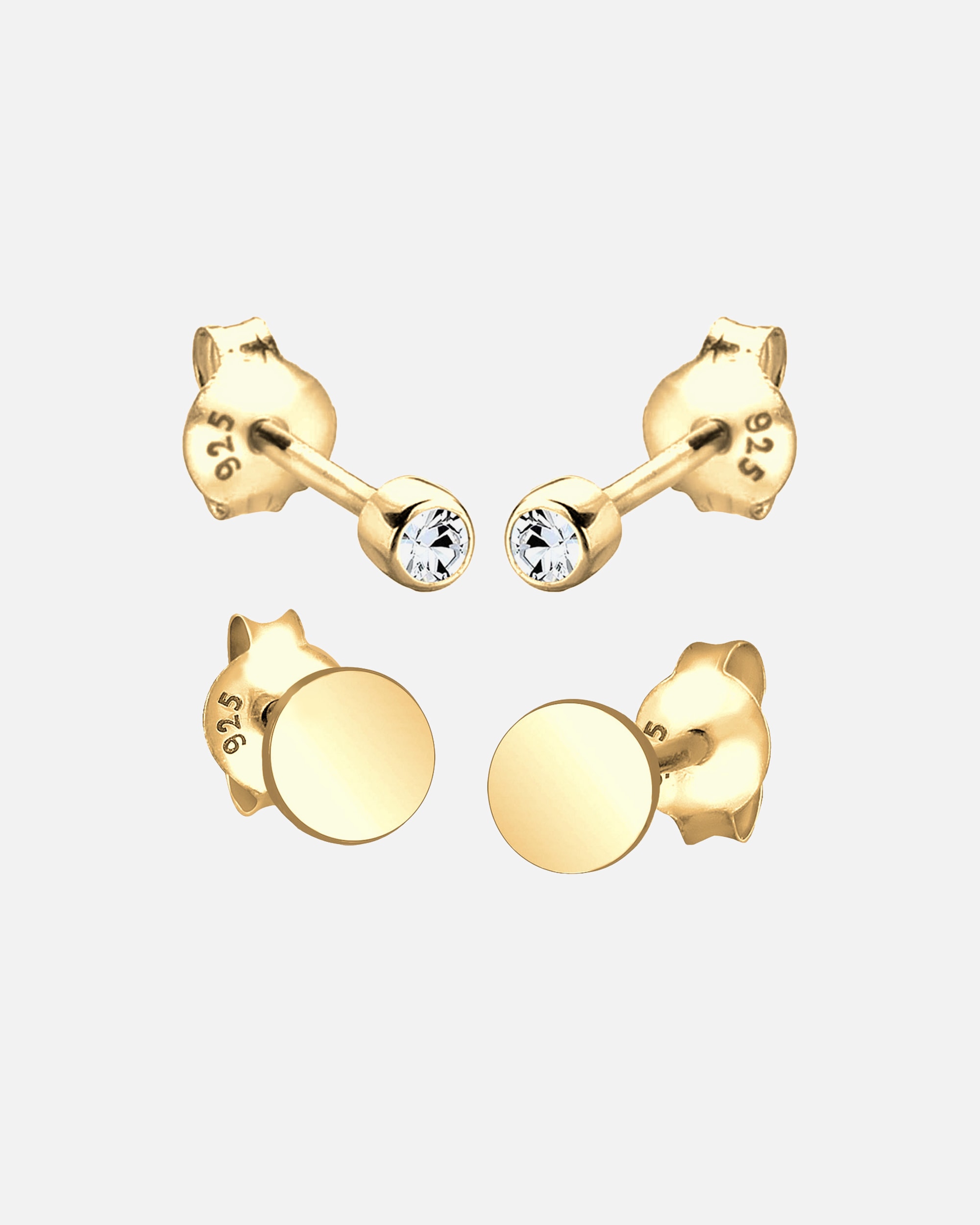 Orecchini di Femmina Elli Orecchini a perno Set di 2 con cristalli in Argento Sterling 925 goldfarben