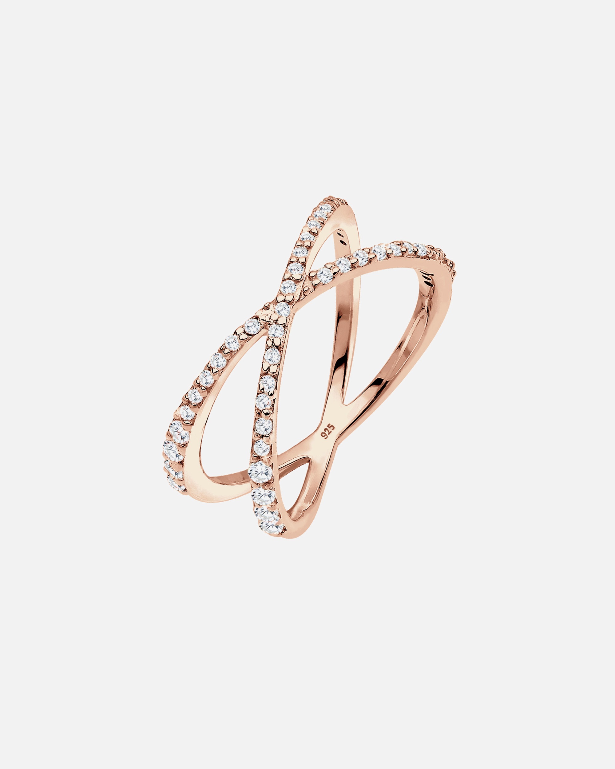 Anello di Femmina Elli Avvolgimento X con Cristalli di Zirconia in Argento Sterling 925 54