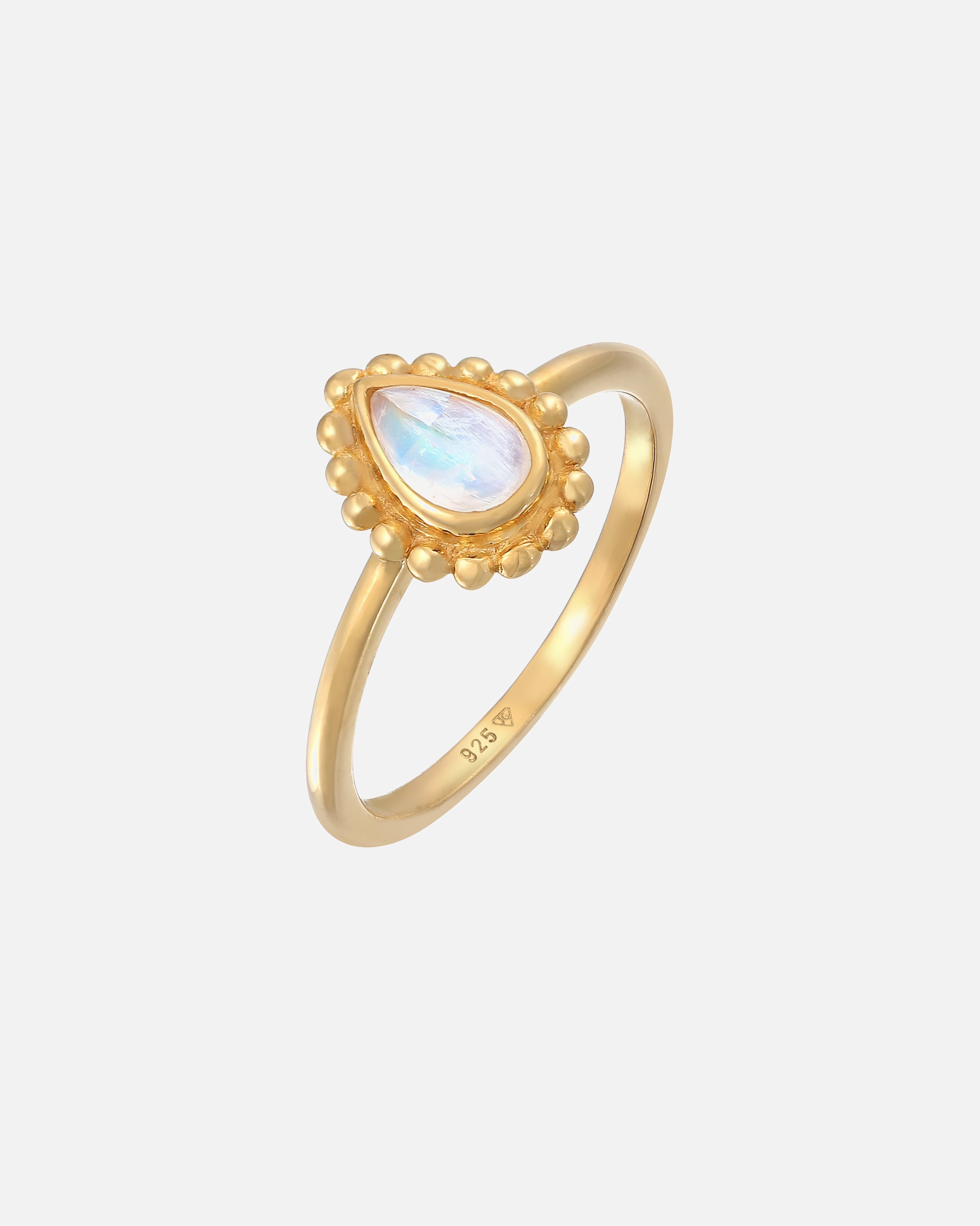 Anello di Femmina Elli Signore gocce palle con pietra di luna in argento sterling 925 52