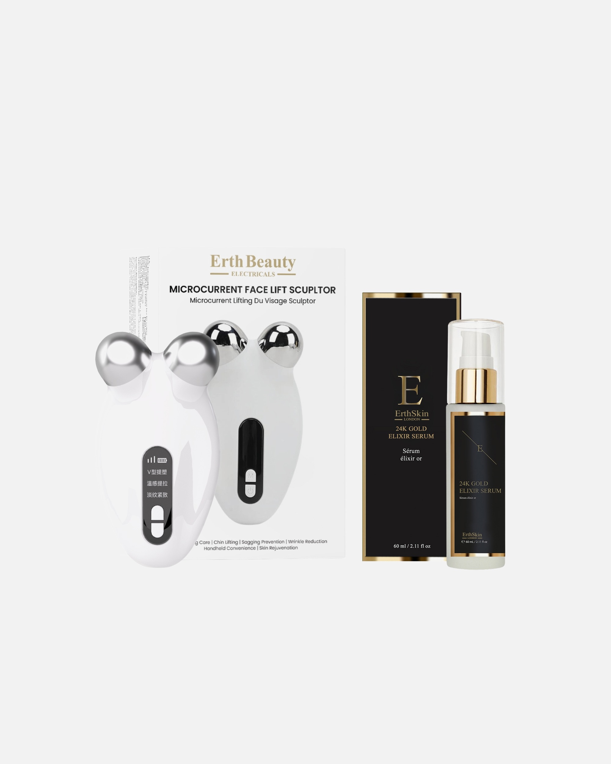 Dispotivo Massaggio Viso di Unisex ErthSkin London Sculptor Microcorrente Duo Siero Oro 24K 1 Stück