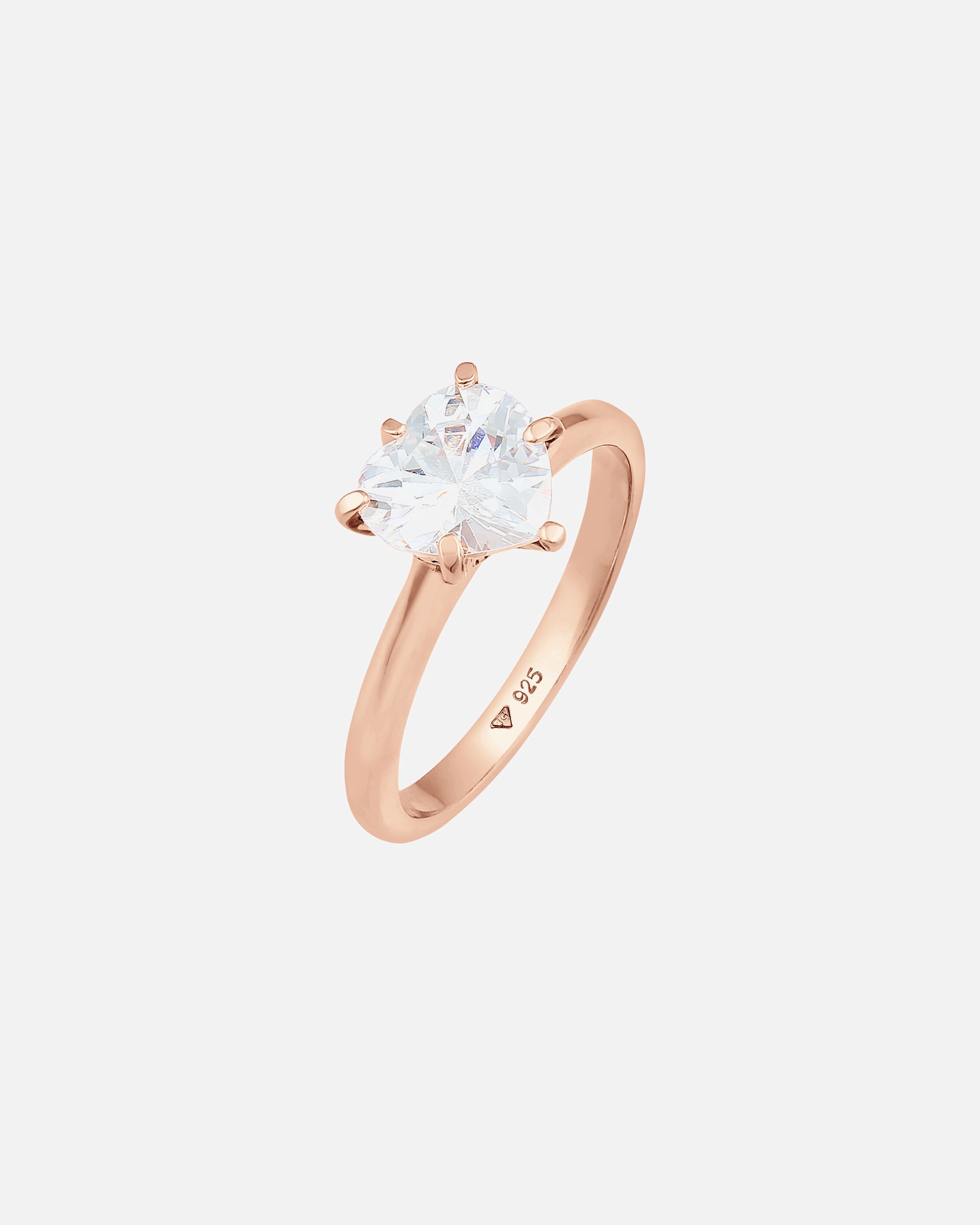 Anello di Femmina Elli Cuore Solitario Fidanzamento Amore con Cristallo di Zirconia in Argento Sterling 925 56