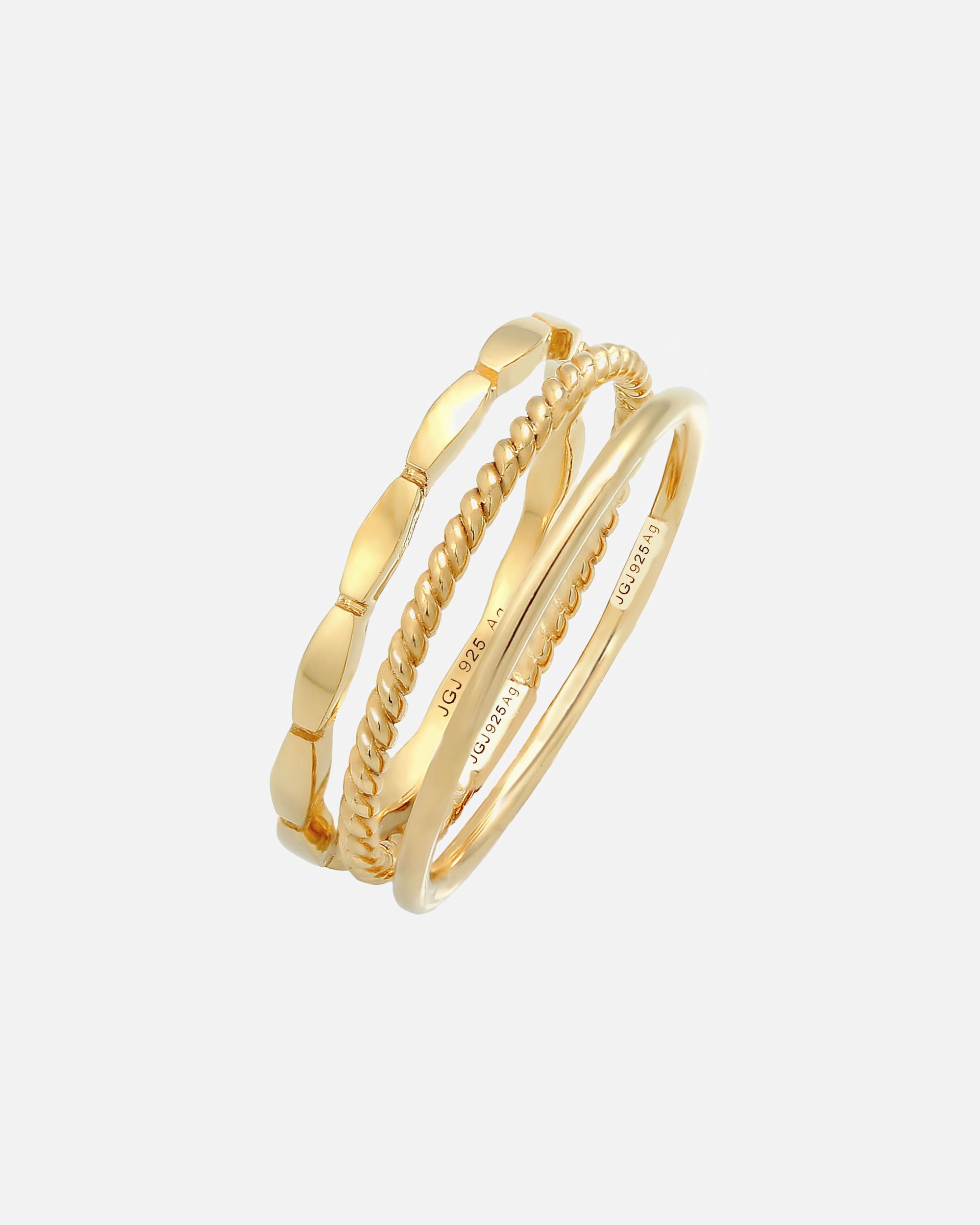 Anello di Femmina Elli Banda Impilamento Trio di Base Minimale Blogger senza tempo in Argento Sterling 925 56