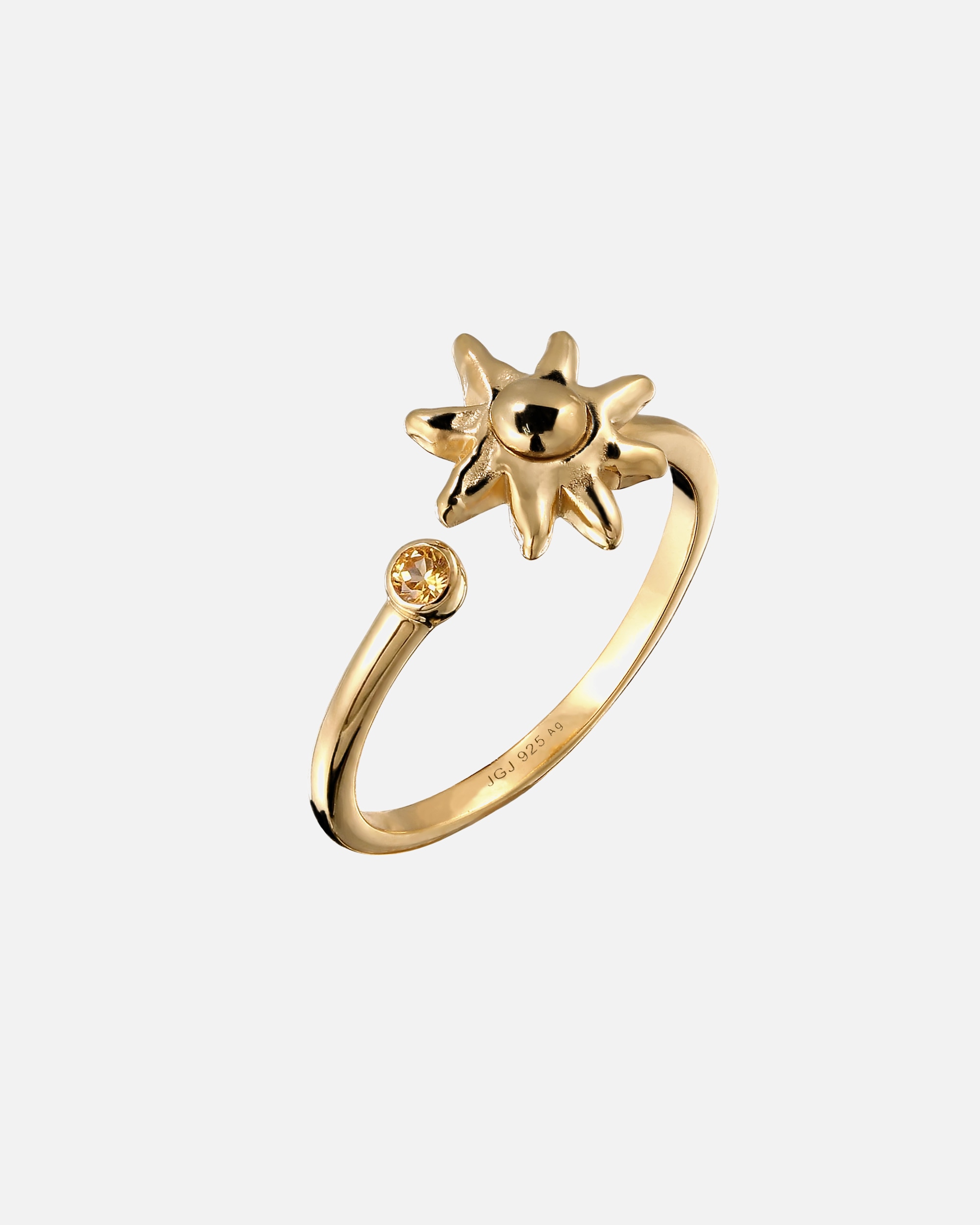 Anello di Femmina Elli Anello Sole Citrino Giallo 925 Sterling Silver Gold-plated 58