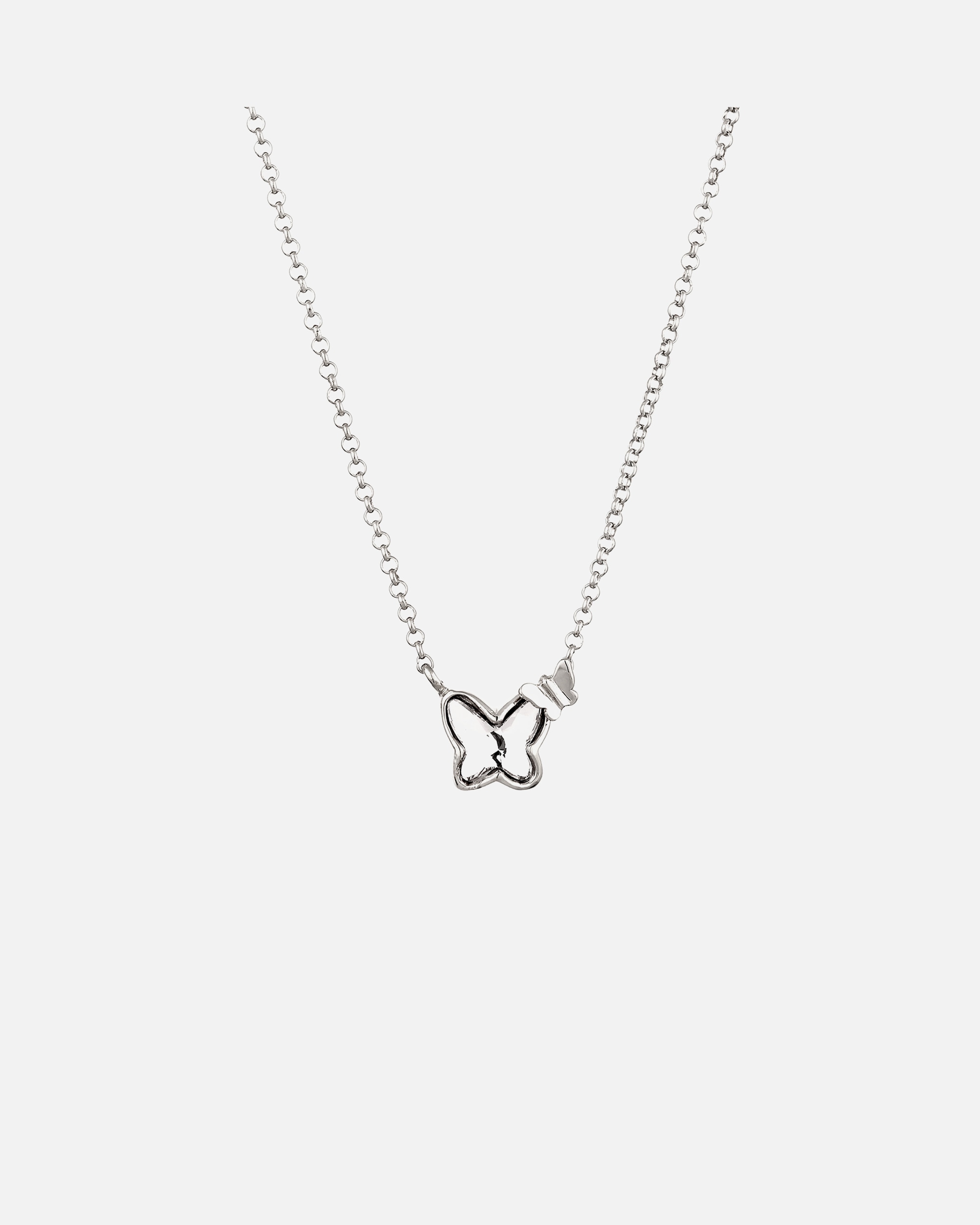 Collana di Femmina Collana corta con pietra Farfalla Cristalli di vetro Bianco 925 Sterling Silver silberfarben