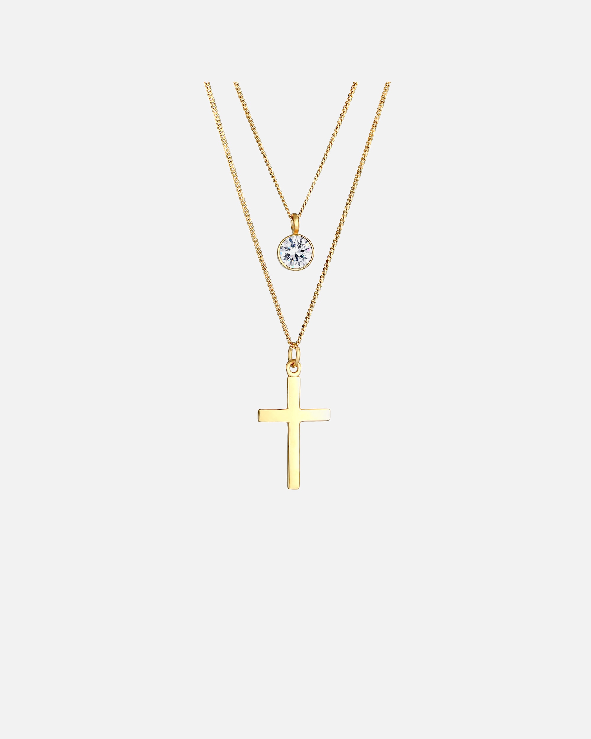 Collana di Femmina Elli Strato Croce Ciondolo tendenza Blogger con cristalli di vetro in argento sterling 925 goldfarben