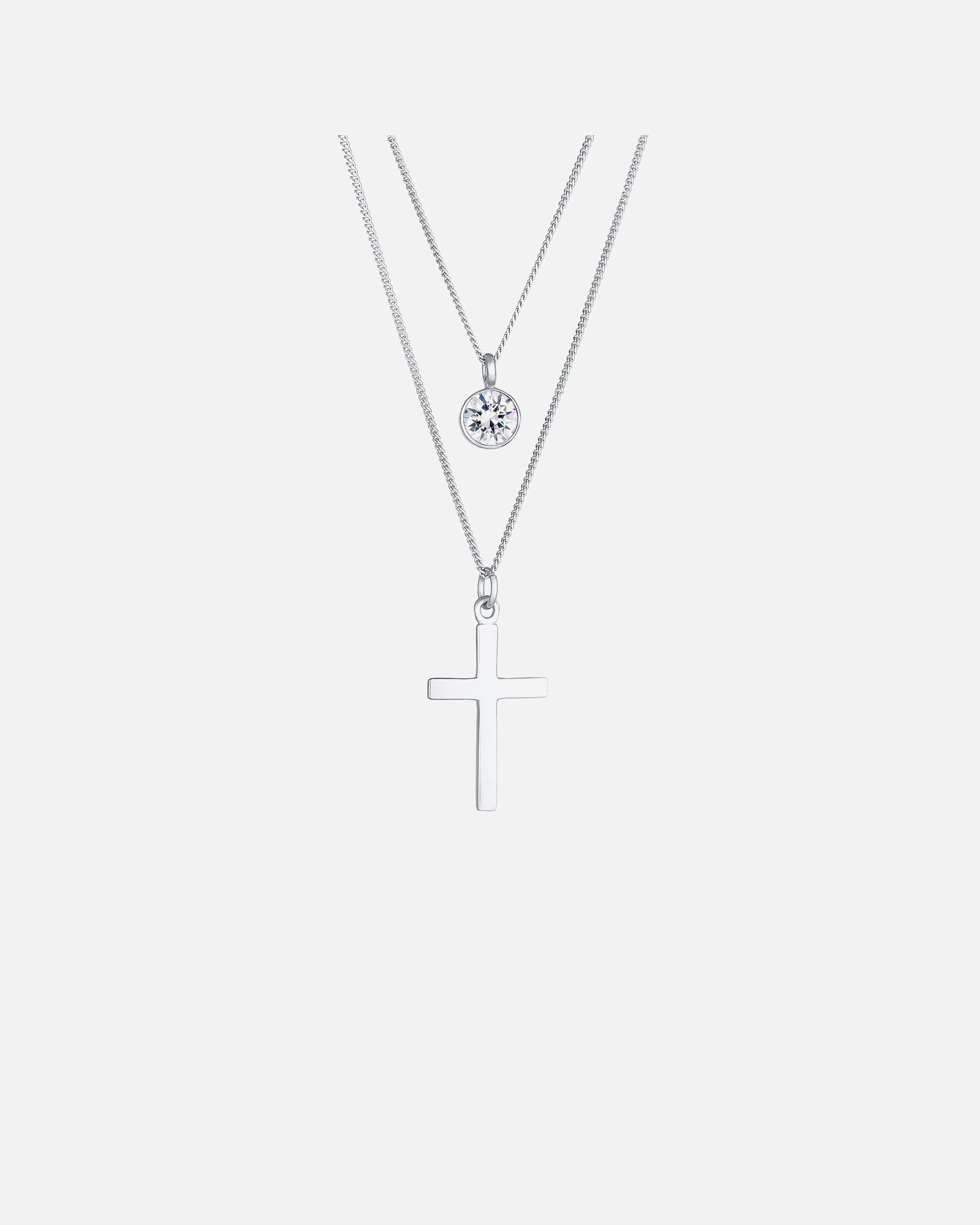 Collana di Femmina Elli Strato Croce Ciondolo tendenza Blogger con cristalli di vetro in argento sterling 925 silberfarben