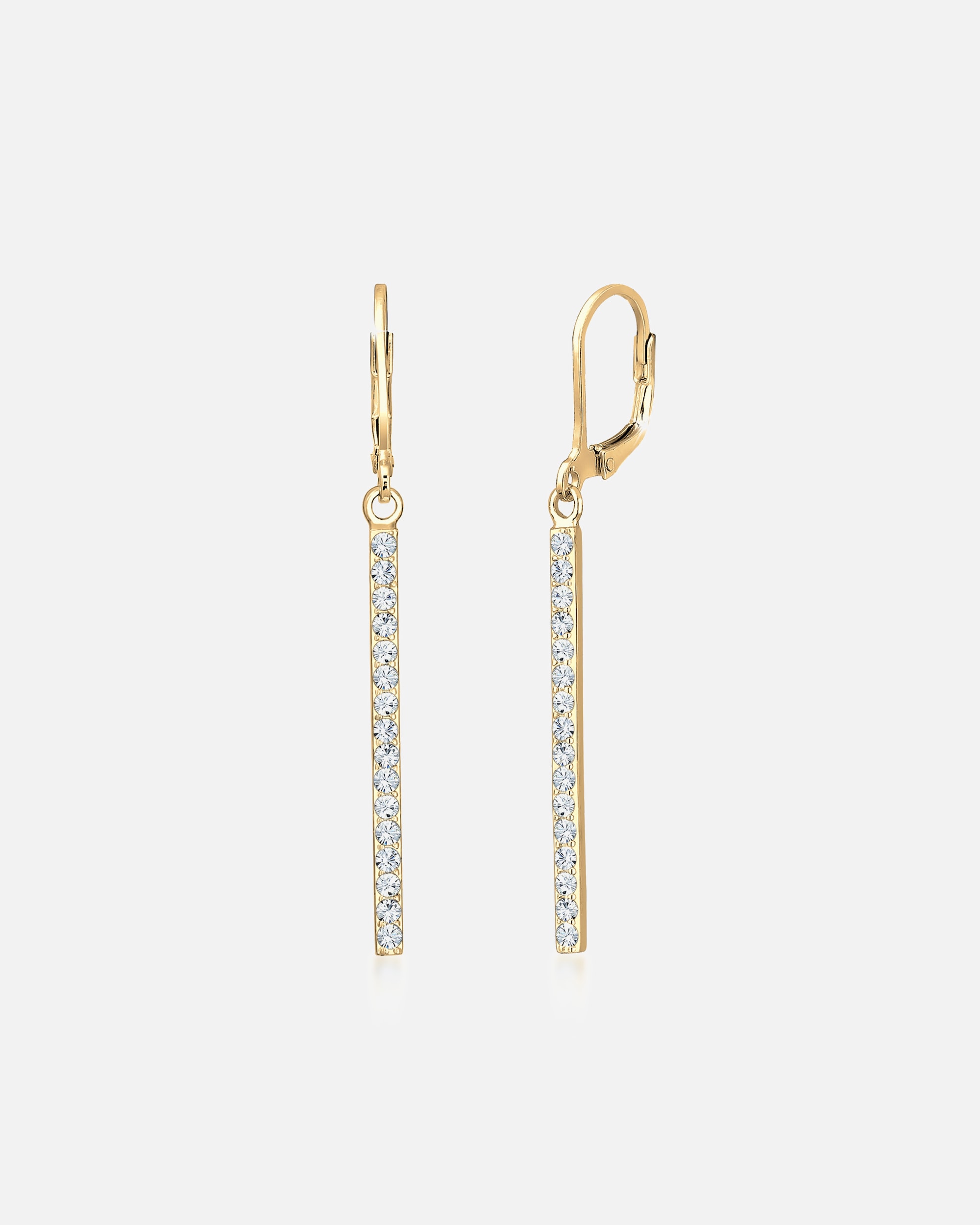 Orecchini di Femmina Elli Orecchini Pendenti Geo Bacchetta con Cristalli in Argento Sterling 925 goldfarben
