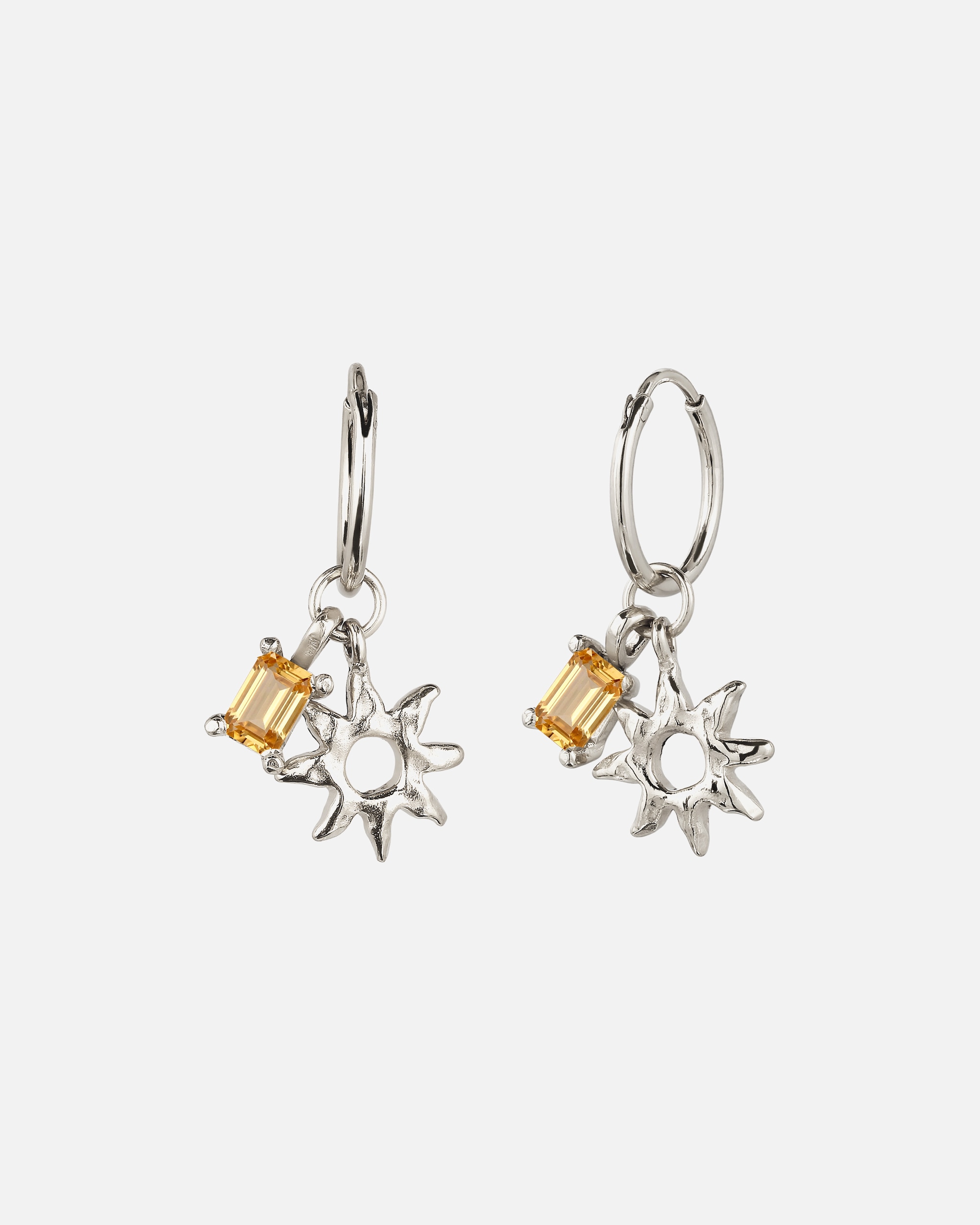 Orecchini di Femmina Elli Orecchino Creole Sole Citrino Giallo 925 Sterling Silver silberfarben