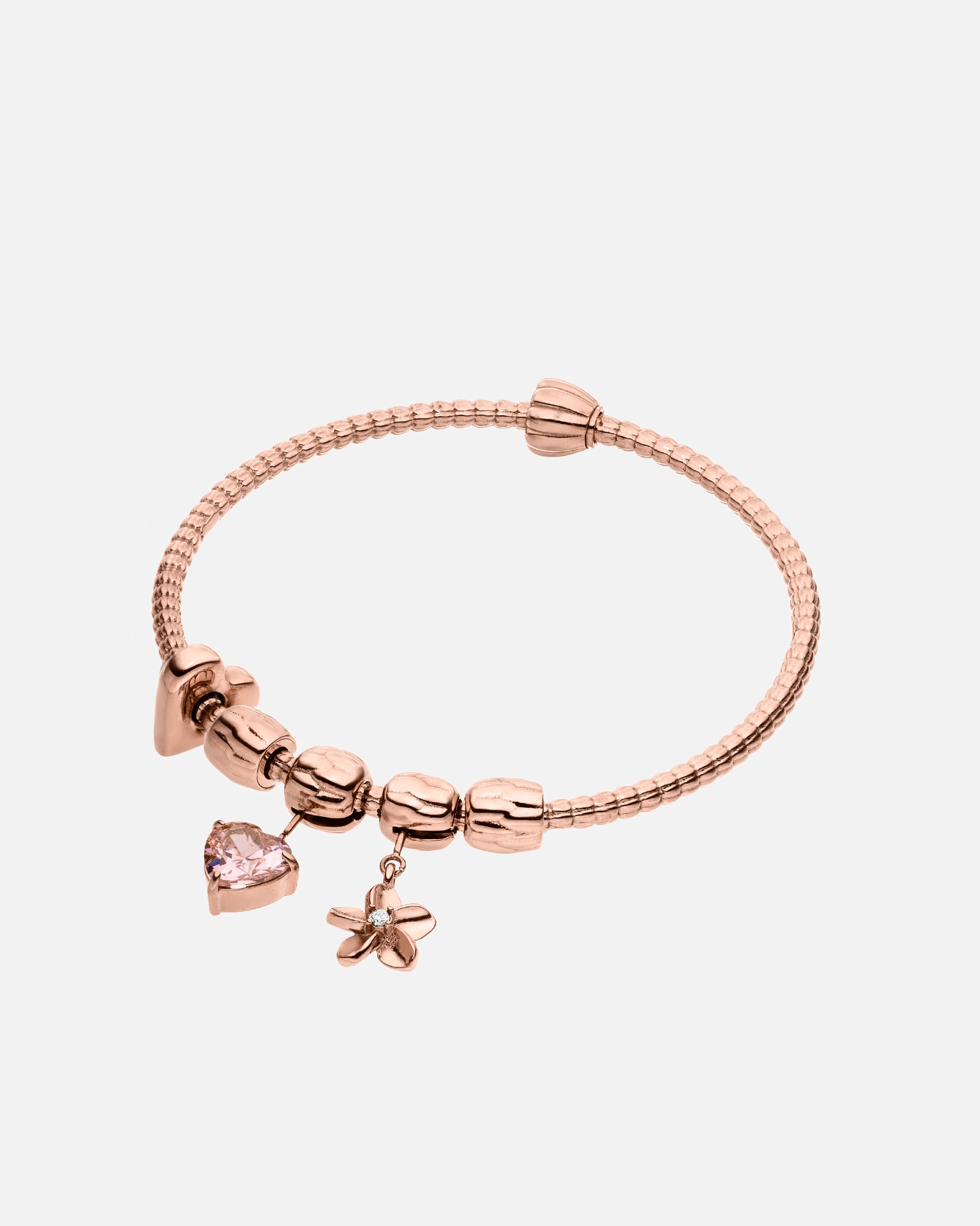 Braccialetto di Unisex Purelei LEI Glitter Heart S-M Set di bracciali rigidi 100% acciaio inossidabile Oro rosa