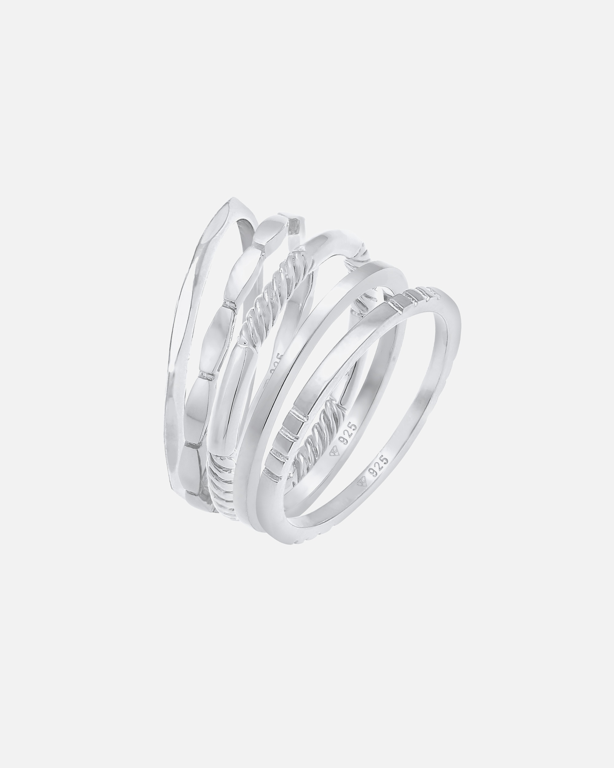 Anello di Femmina Elli Banda di anelli impilabili Set di 5 in argento sterling 925 58