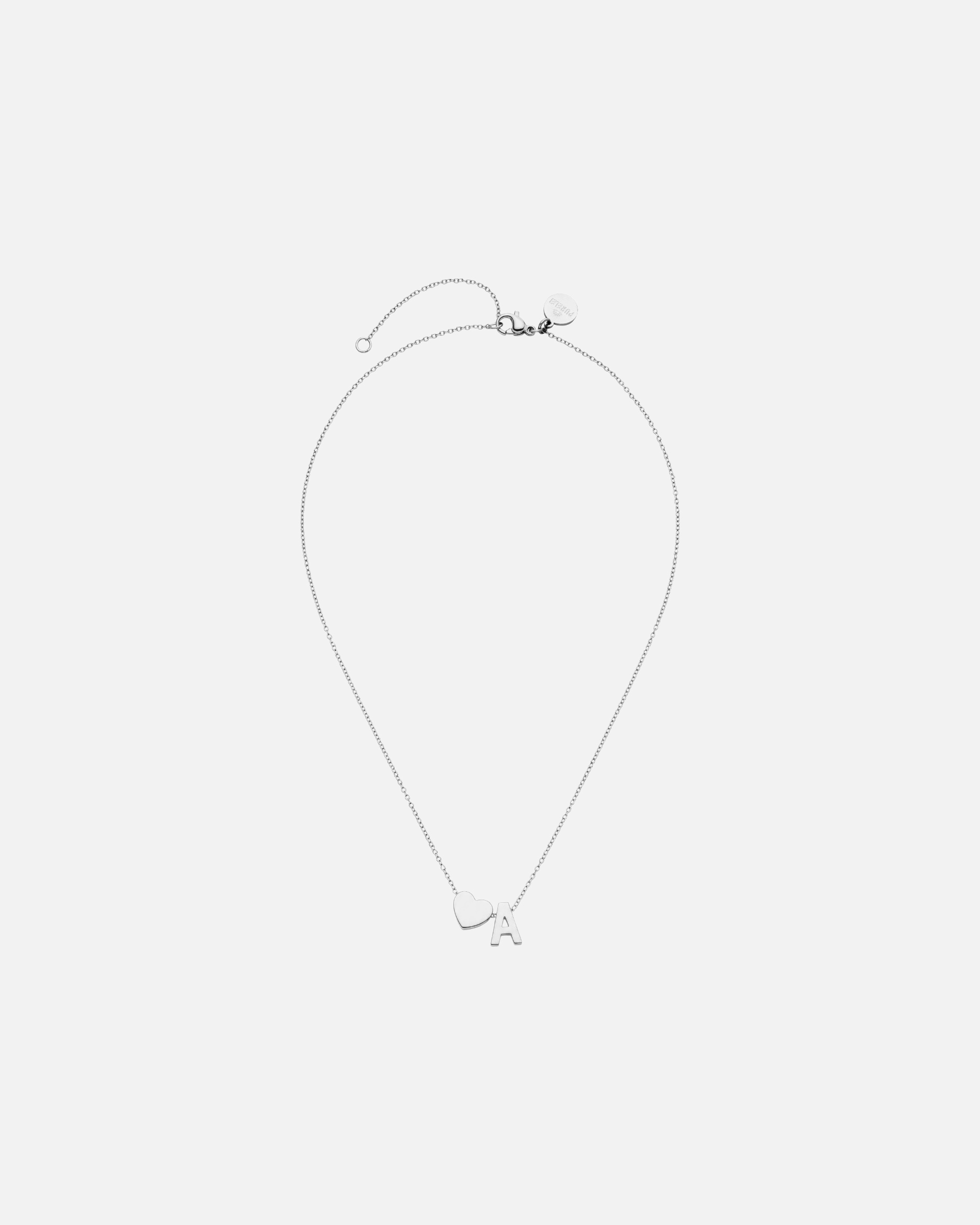 Collana di Unisex Purelei Letter Heart A Collana 100% acciaio inossidabile Argento