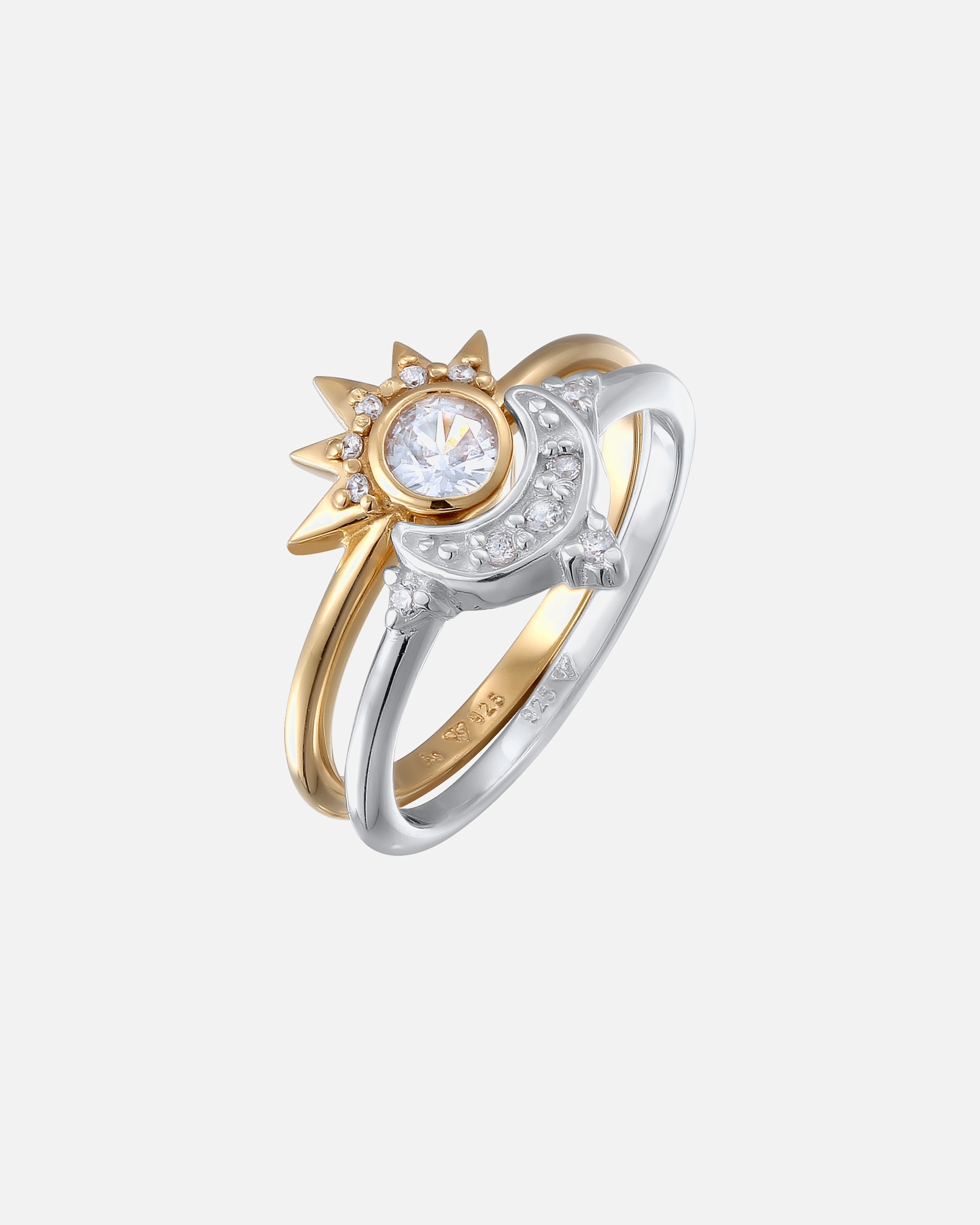 Anello di Femmina Elli Anello Stella Zirconia Bianco 925 Sterling Silver Gold-plated 54