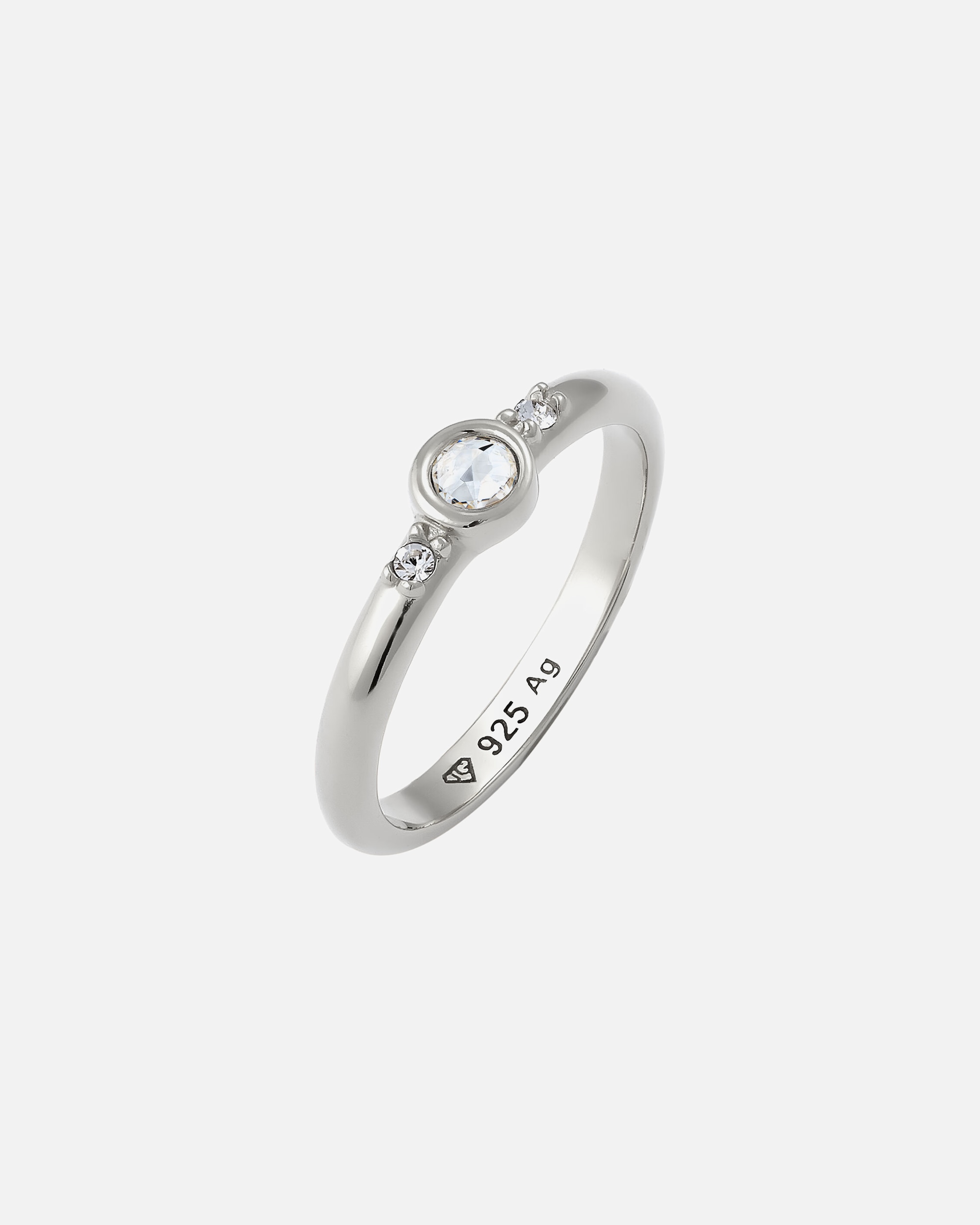 Anello di Femmina Elli Anello Cristalli Vetro Bianco 925 Sterling Silver 54