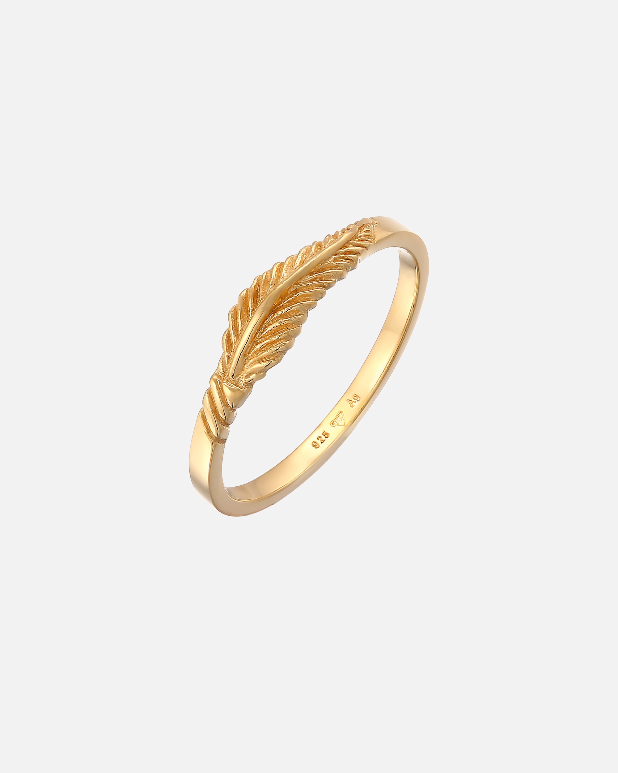 Anello di Femmina Elli Piuma Boho Tendenza Festival in Argento Sterling 925 placcato oro 56