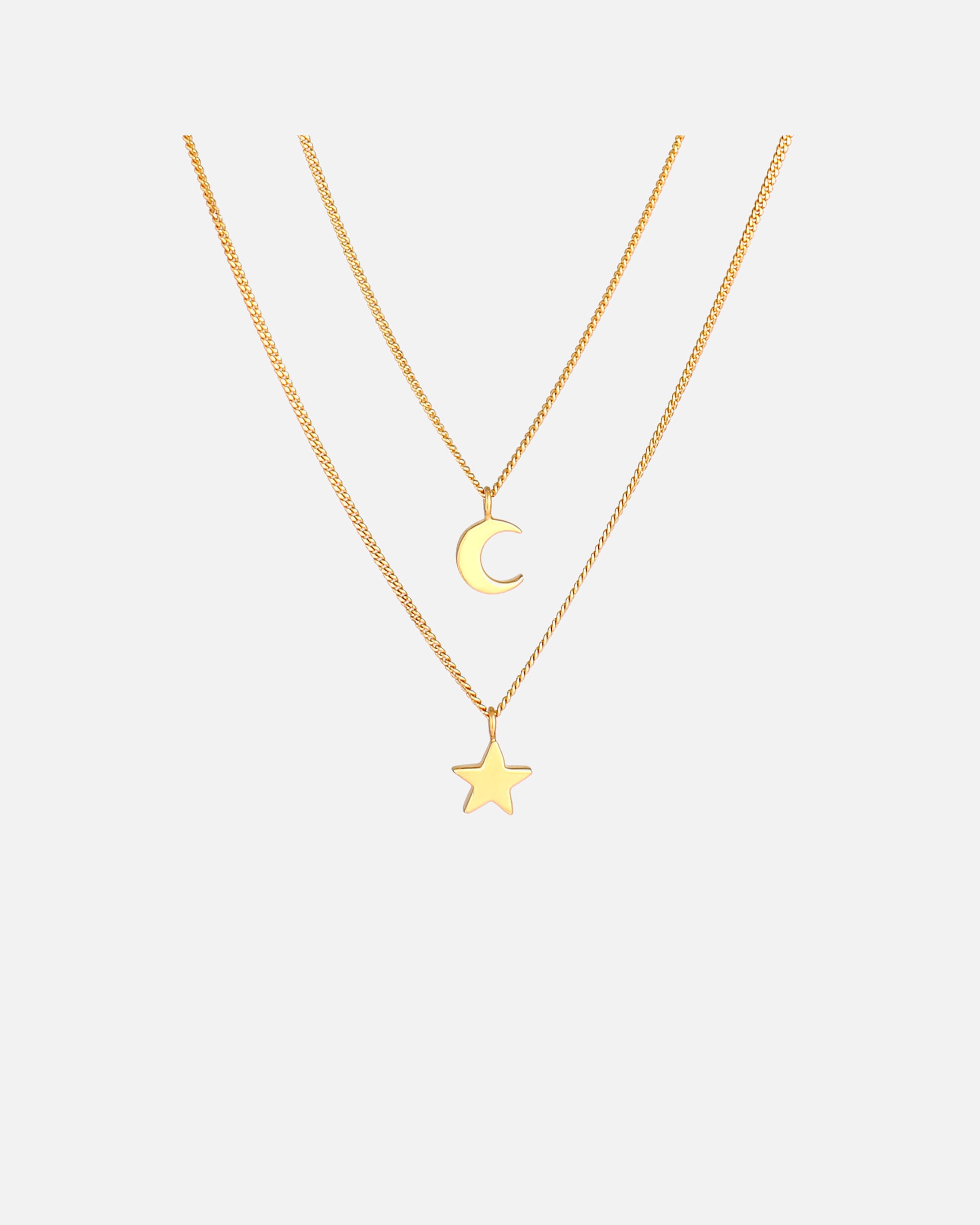 Collana di Femmina Elli Layer Star Star Moon Astro a 2 strati Trend in argento sterling 925 goldfarben