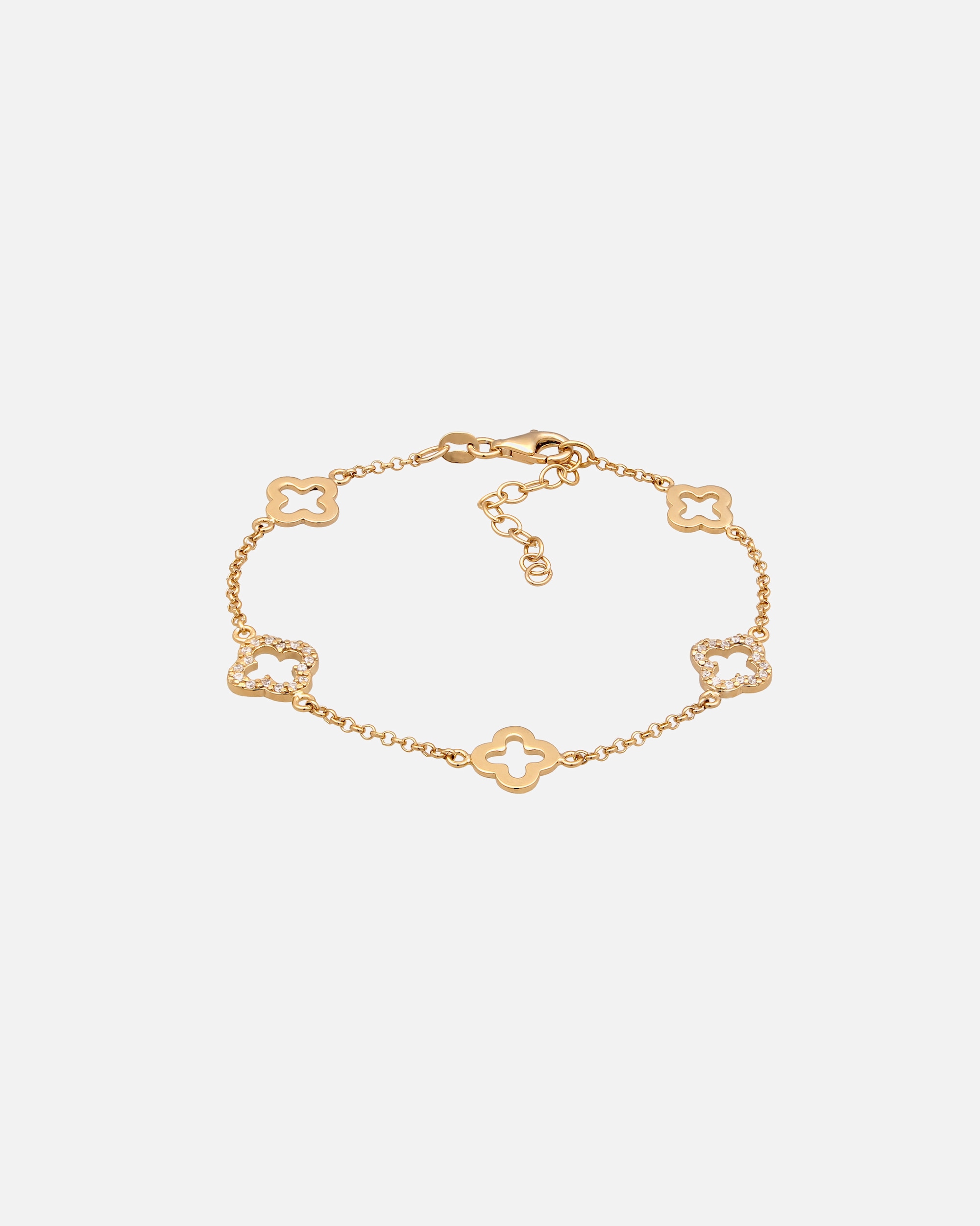 Braccialetto di Femmina Elli Bracciale con Pietre Quadrifoglio Zirconia Bianco 925 Sterling Silver goldfarben