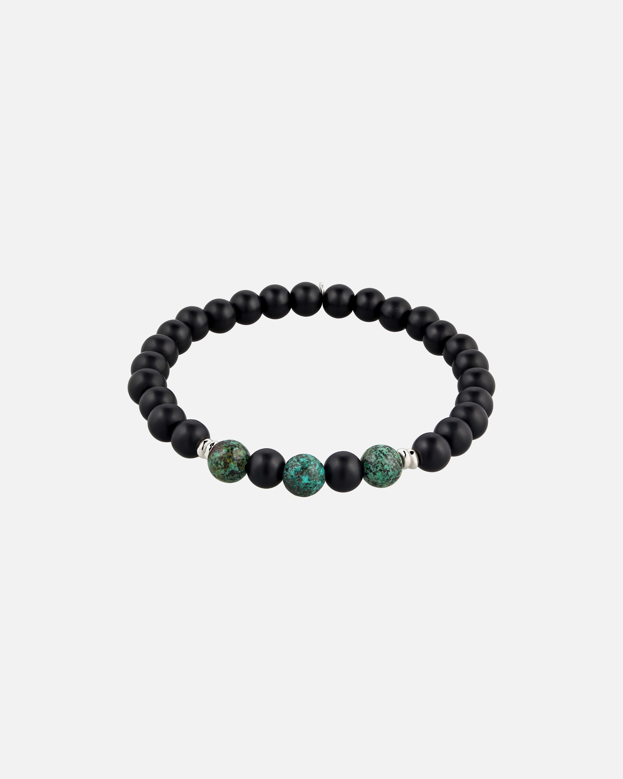 Braccialetto di Maschio KUZZOI Bracciale beads Turquoise Onice Nero 925 Sterling Silver 19