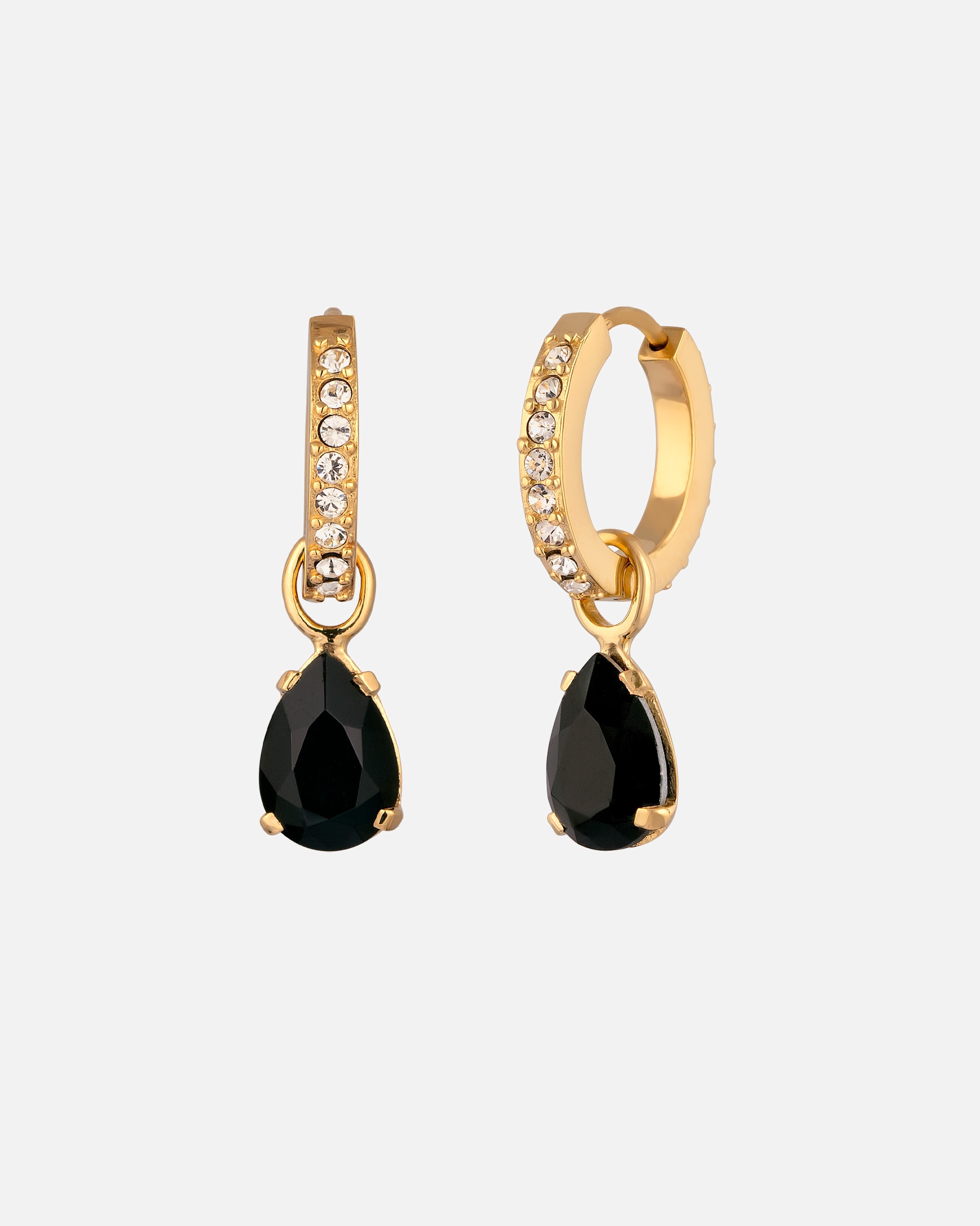 Orecchini di Femmina Elli Creole con pietra Goccia Cristalli Vetro Nero 925 Sterling Silver goldfarben