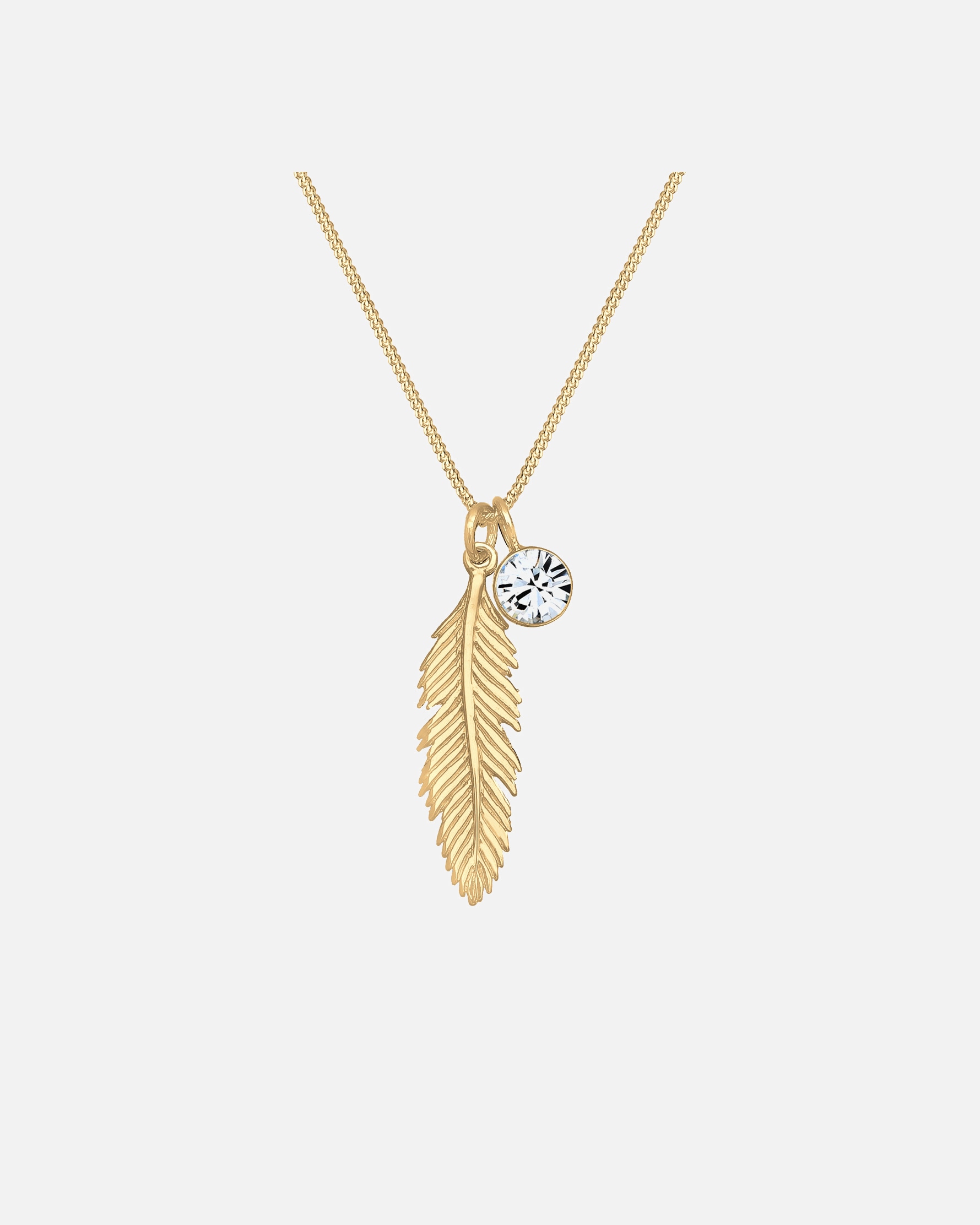 Collana di Femmina Elli Ciondolo Piuma Boho con Cristallo in Argento Sterling 925 45
