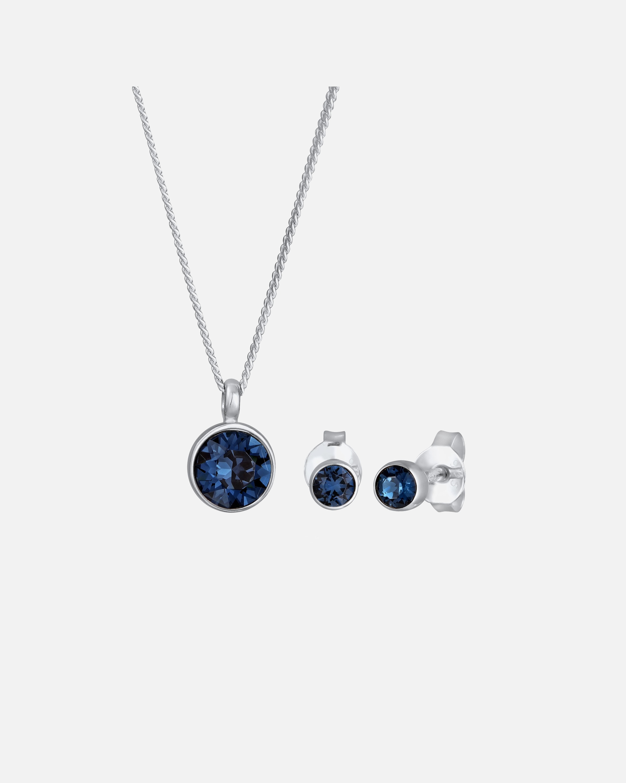 Set Gioielli di Femmina Elli Elegante Ciondolo Solitario Set Orecchini a Perno con Cristalli in Argento Sterling 925 Blu