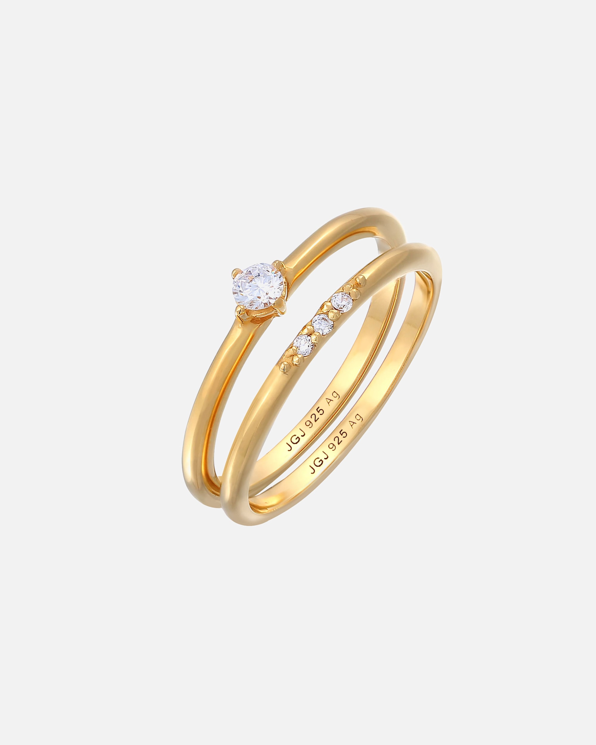 Anello di Femmina Elli Solitario a pila con cristalli di zirconia in argento sterling 925 54
