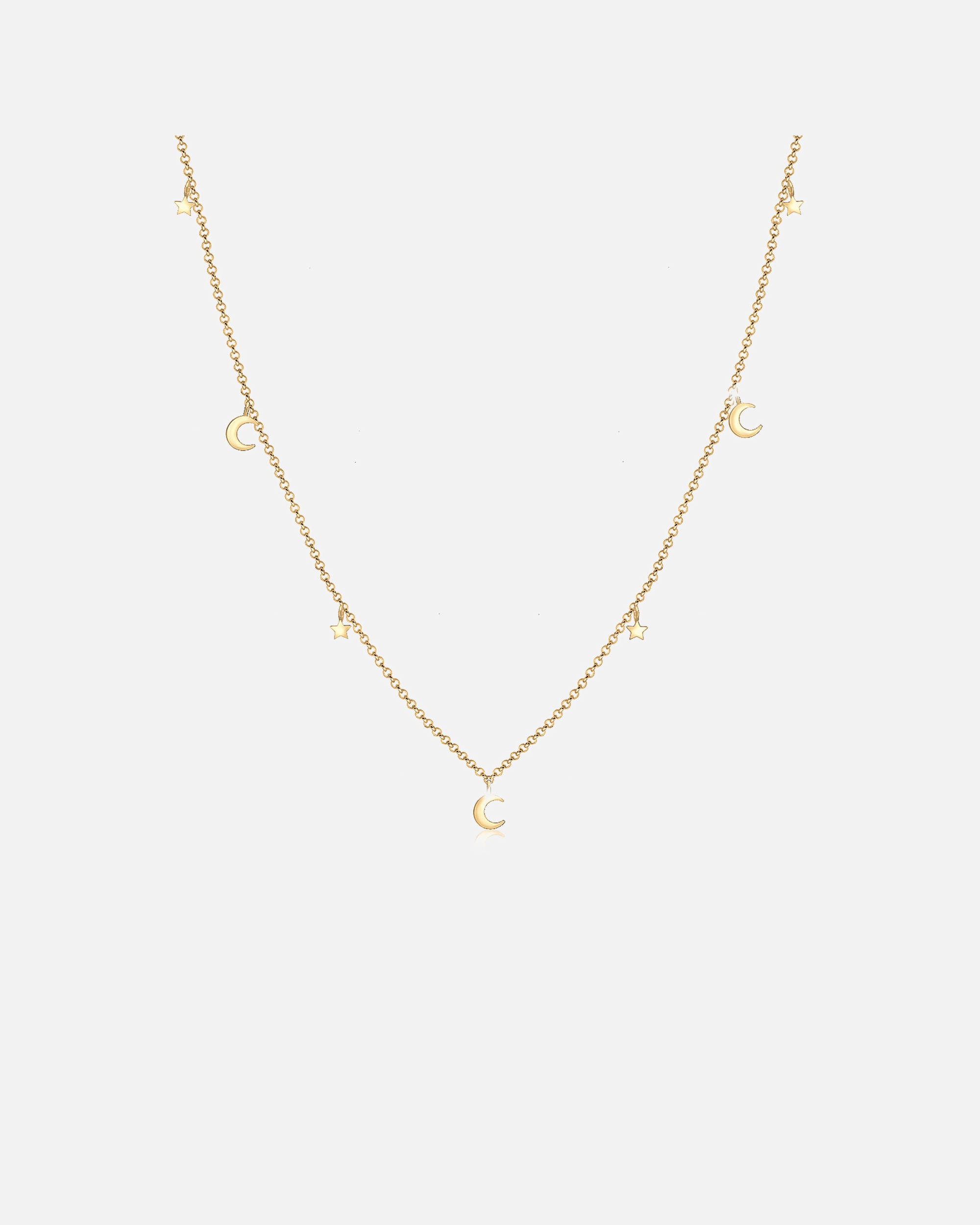 Collana di Femmina Elli Stella Luna Astro in argento 925 goldfarben