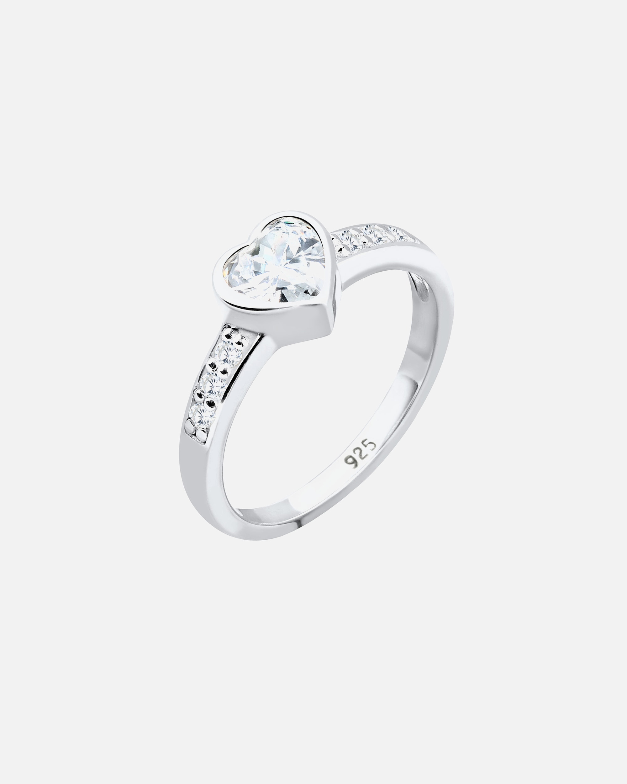 Anello di Femmina Elli Simbolo del Cuore Fidanzamento con Cristalli di Zirconia in Argento Sterling 925 52