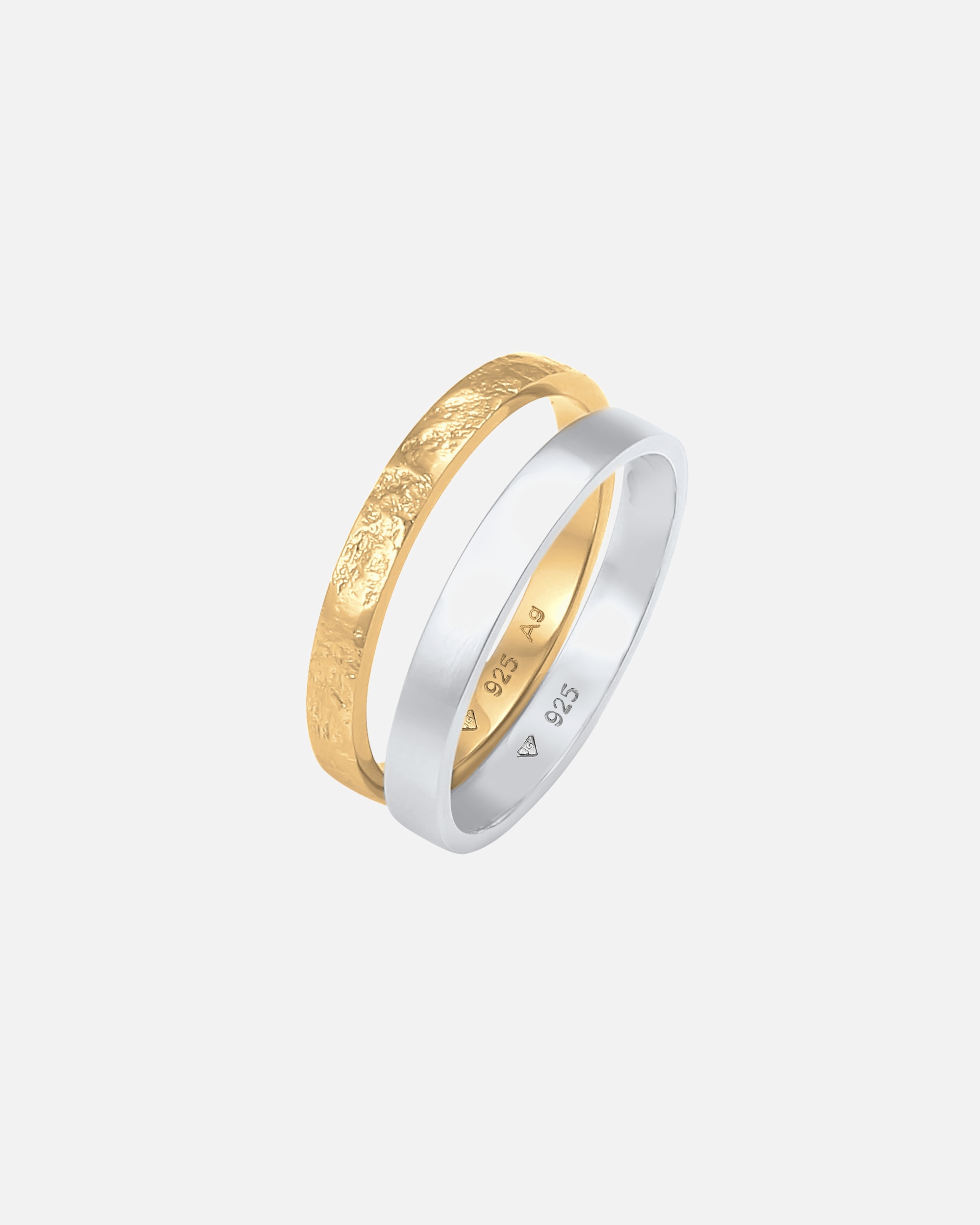 Anello di Femmina Elli Set di Base Look Martellato Combinabile in Argento Sterling 925 56
