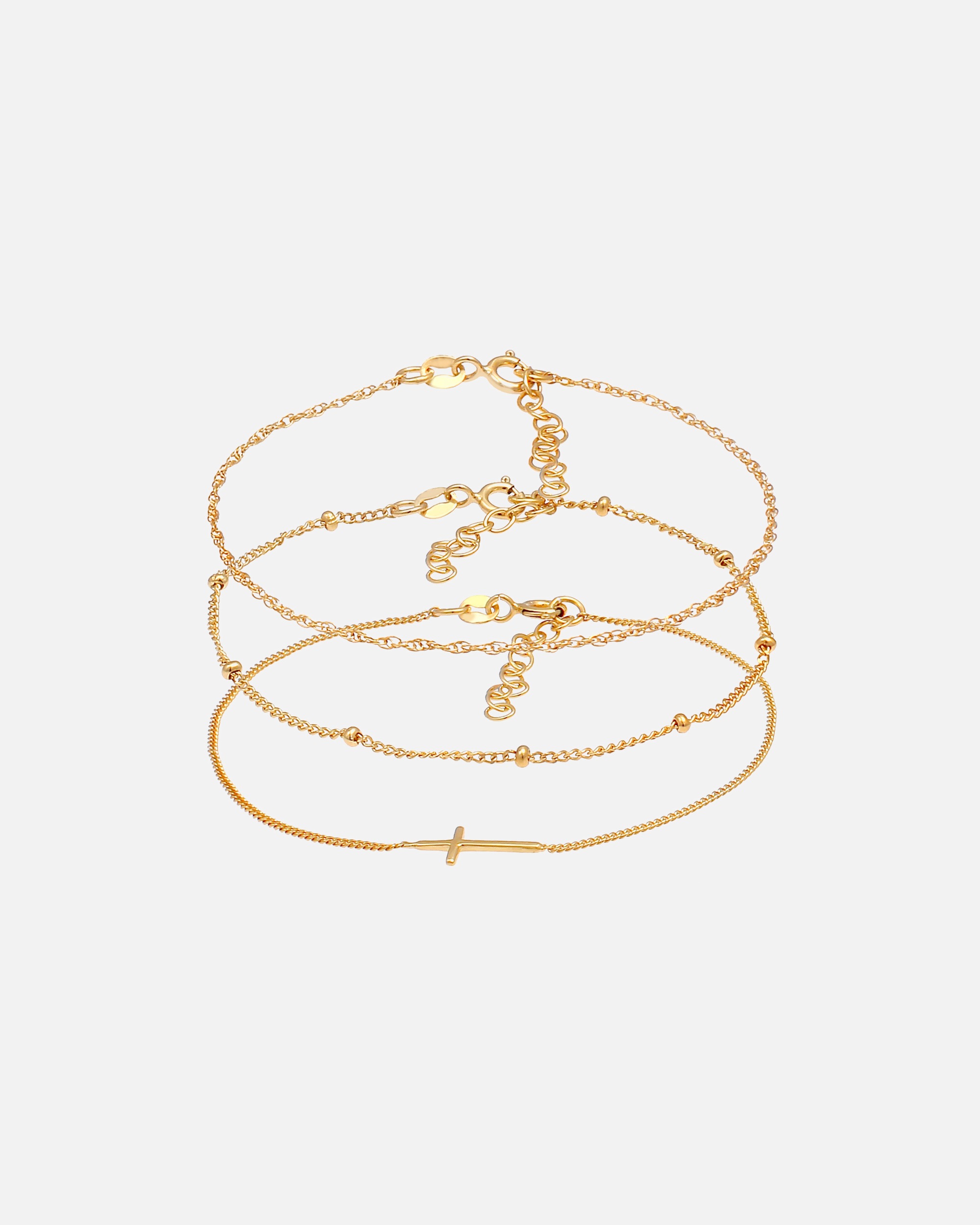 Braccialetto di Femmina Elli con design a croce a sfera ritorta Set di 3 in argento sterling 925 goldfarben
