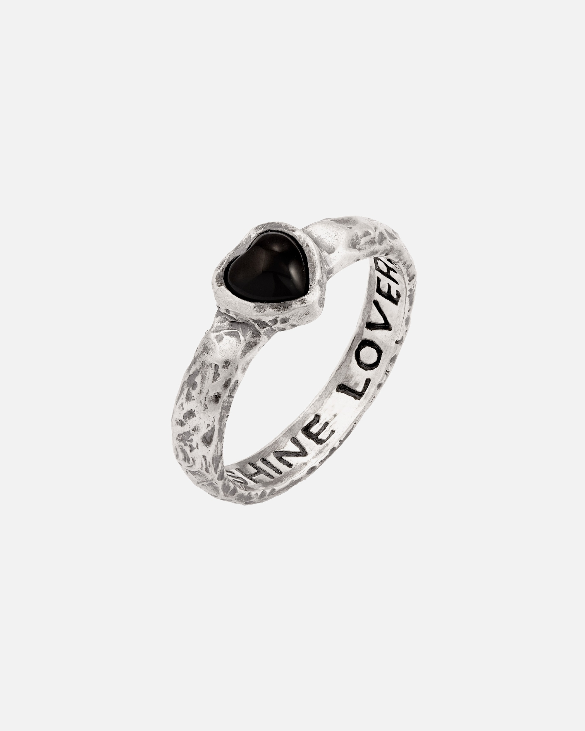 Anello di Maschio Haze & Glory Default Brand Line Anello Cuore Onice Nero 925 Sterling Silver 60