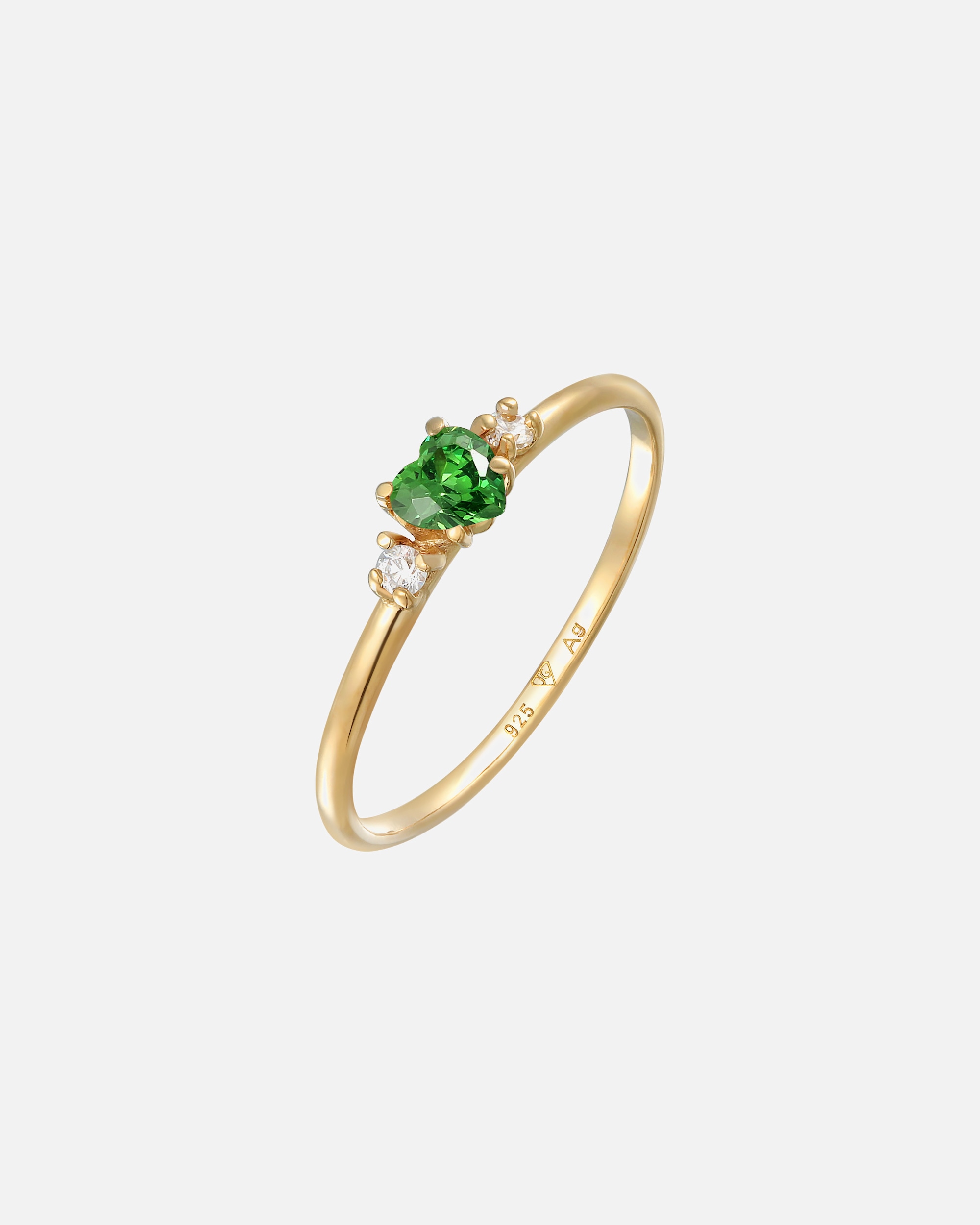Anello di Femmina Elli Anello Cuore Zirconia Verde 925 Sterling Silver Gold-plated 58