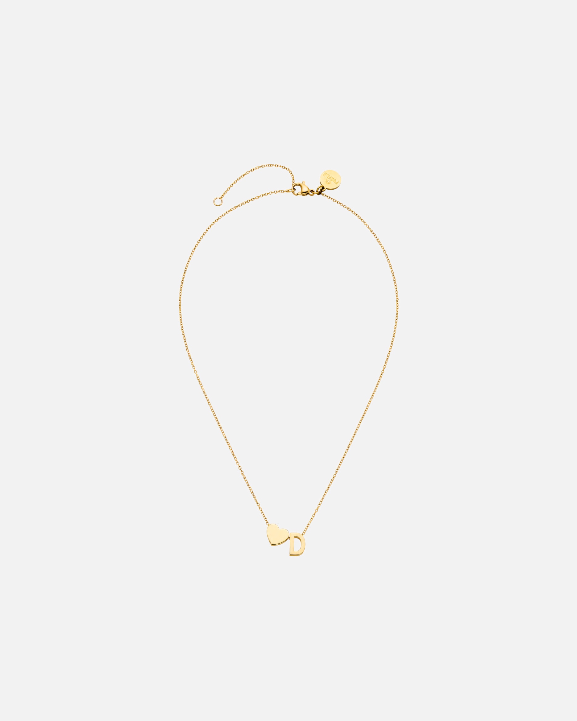 Collana di Unisex Purelei Letter Heart D Collana 100% acciaio inossidabile Oro