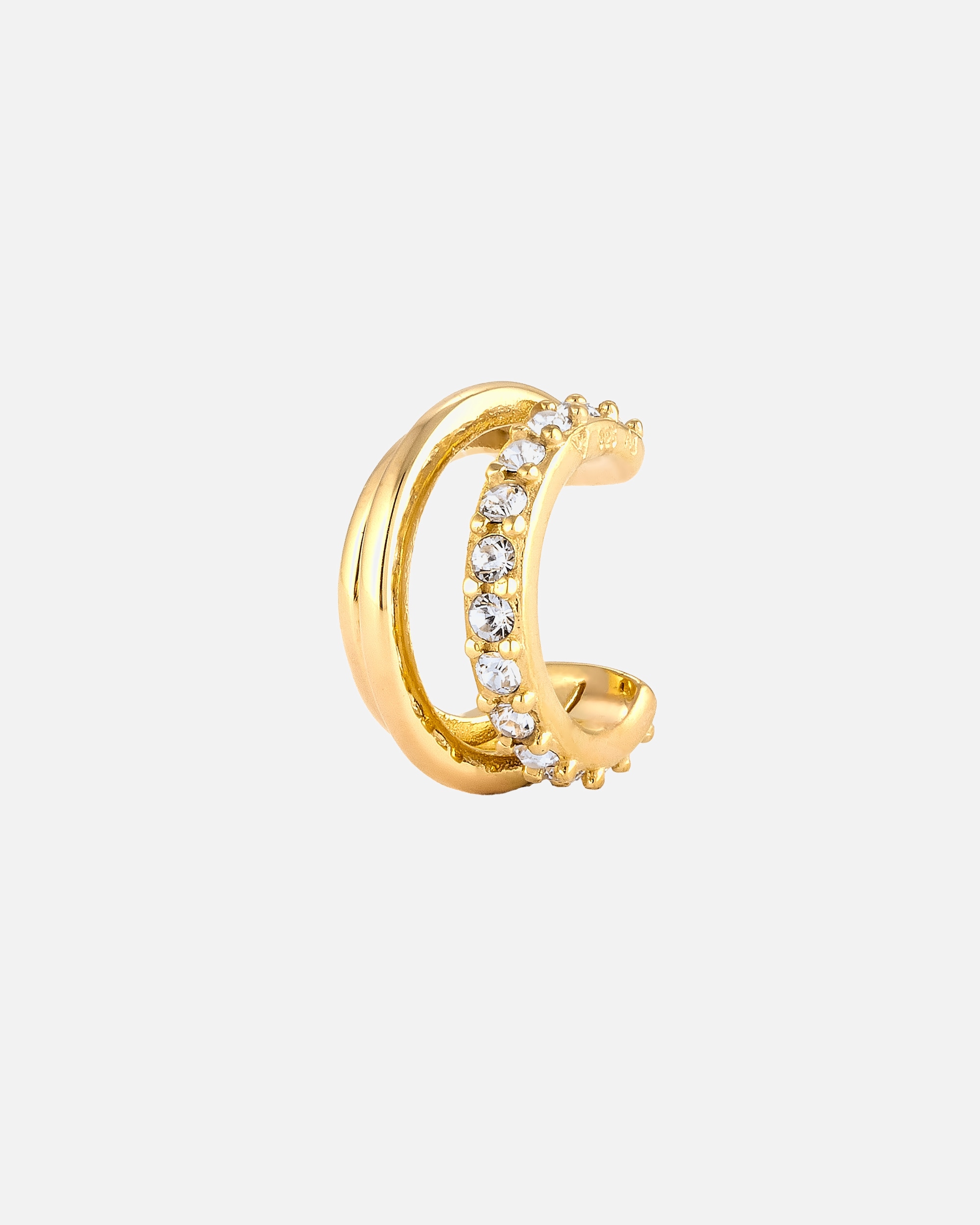 Orecchini di Femmina Elli Earcuff Single with Stone Cristalli Vetro Bianco 925 Sterling Silver goldfarben