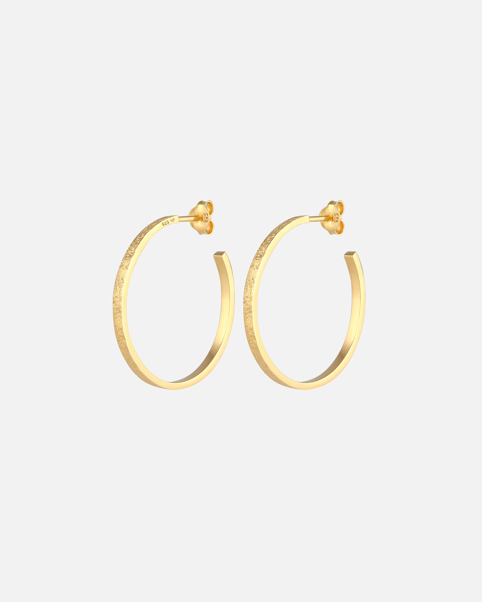 Orecchini a Cerchio di Femmina Elli Creoli di Base Strutturato Martellato in Argento Sterling 925 goldfarben