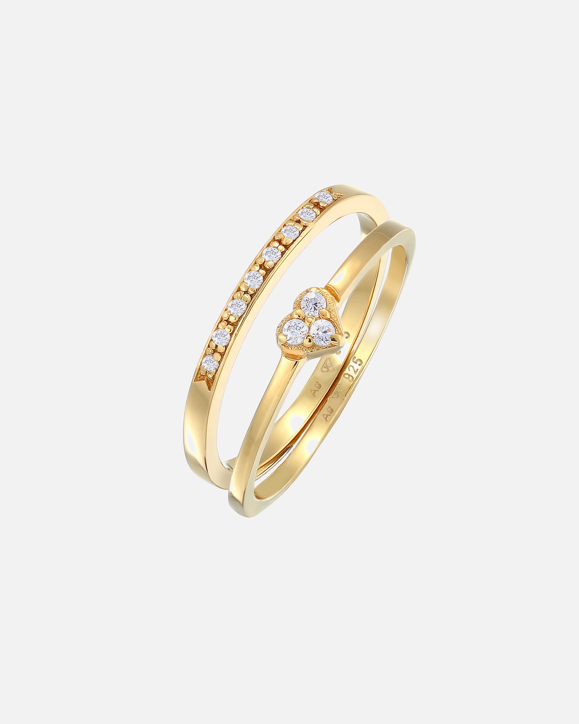 Anello di Femmina Elli Set di Anelli Solitari con Cristalli in Argento 925 58