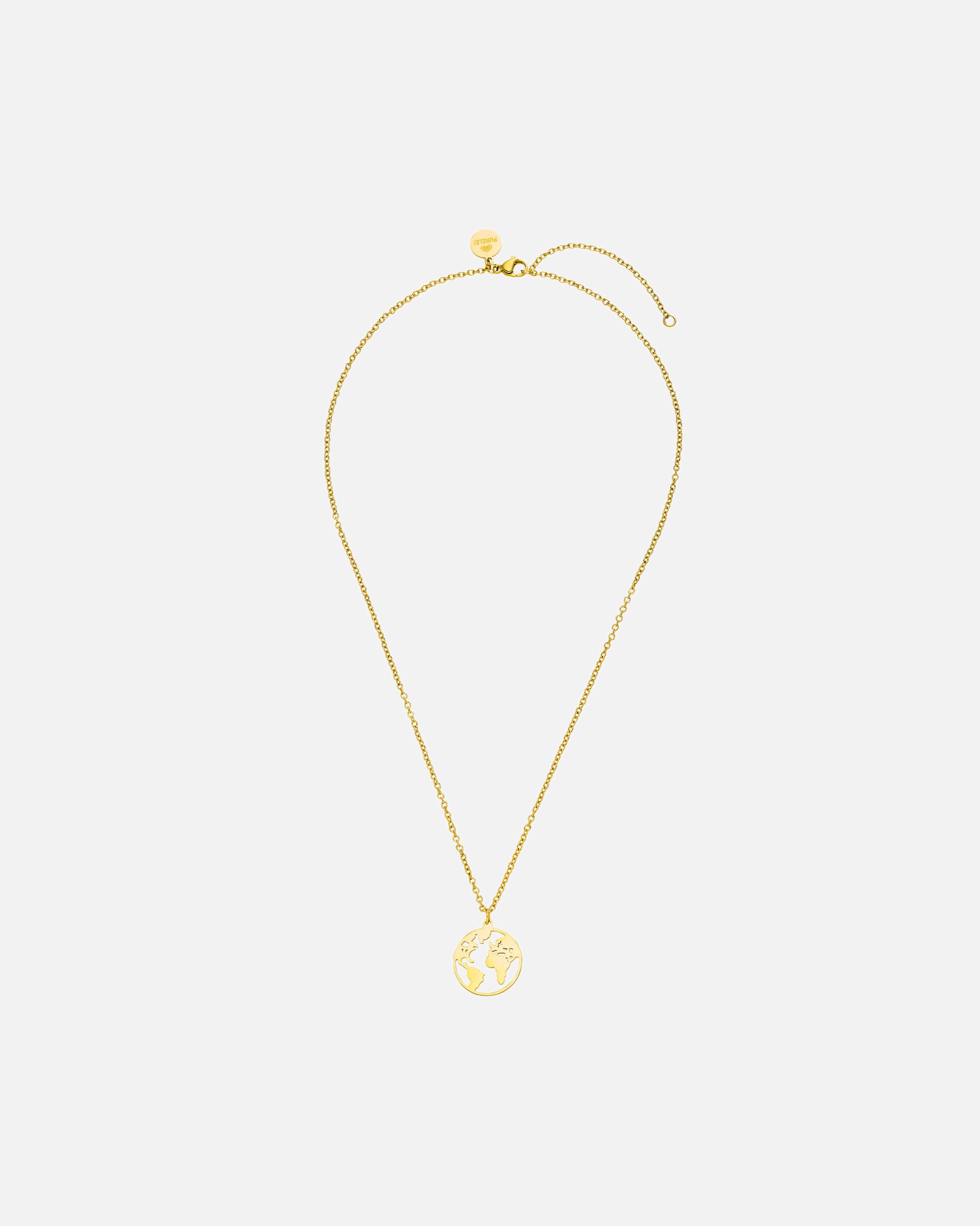 Collana di Femmina Purelei World Map Collana 100% acciaio inossidabile Oro