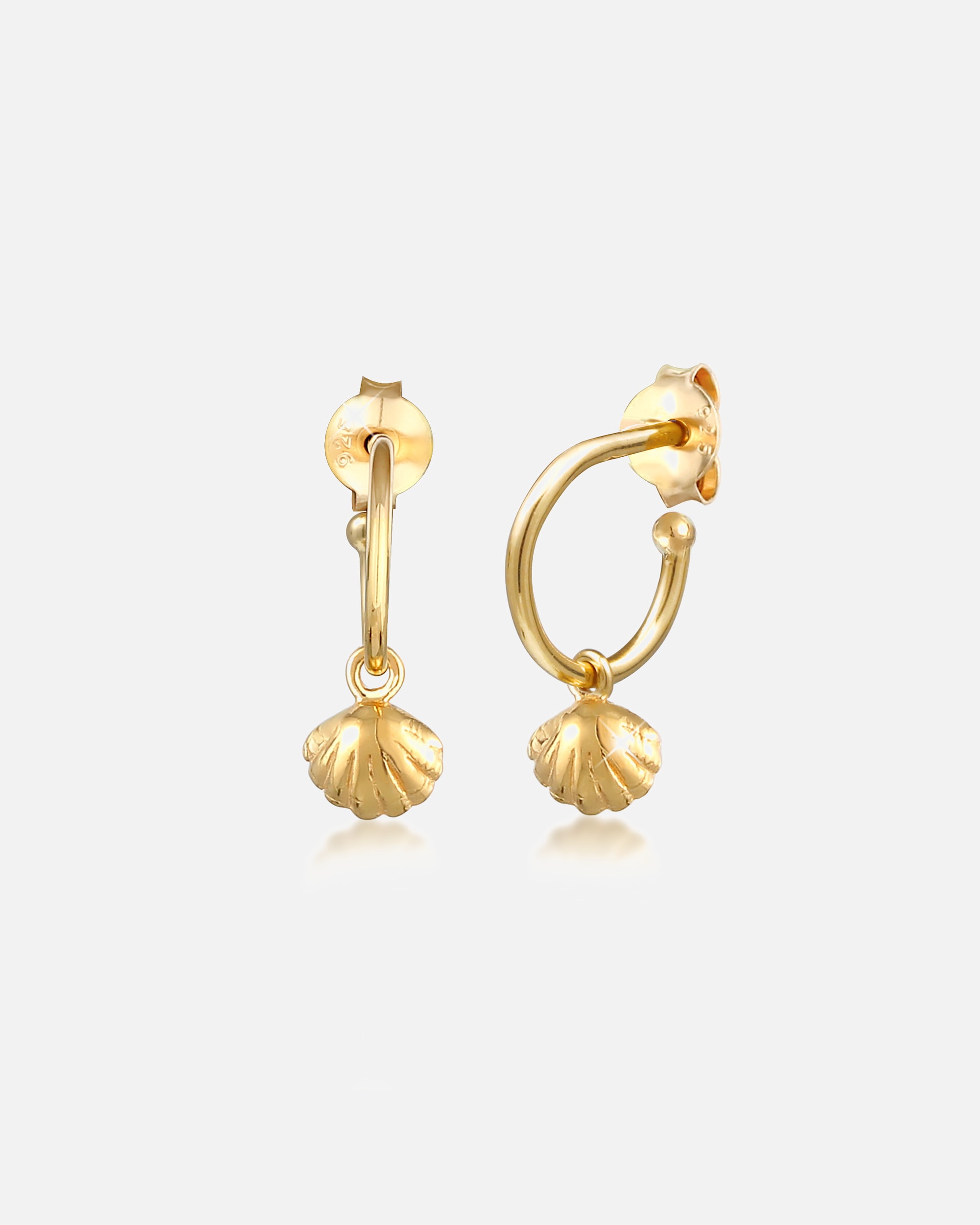 Orecchini di Femmina Elli Creoli Conchiglia Cuore Spiaggia Estate Trend in Argento Sterling 925 goldfarben