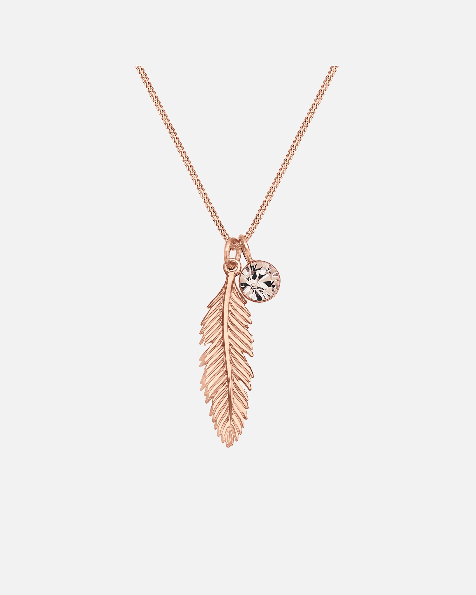 Collana di Femmina Elli Ciondolo Piuma Boho con Cristallo in Argento Sterling 925 50