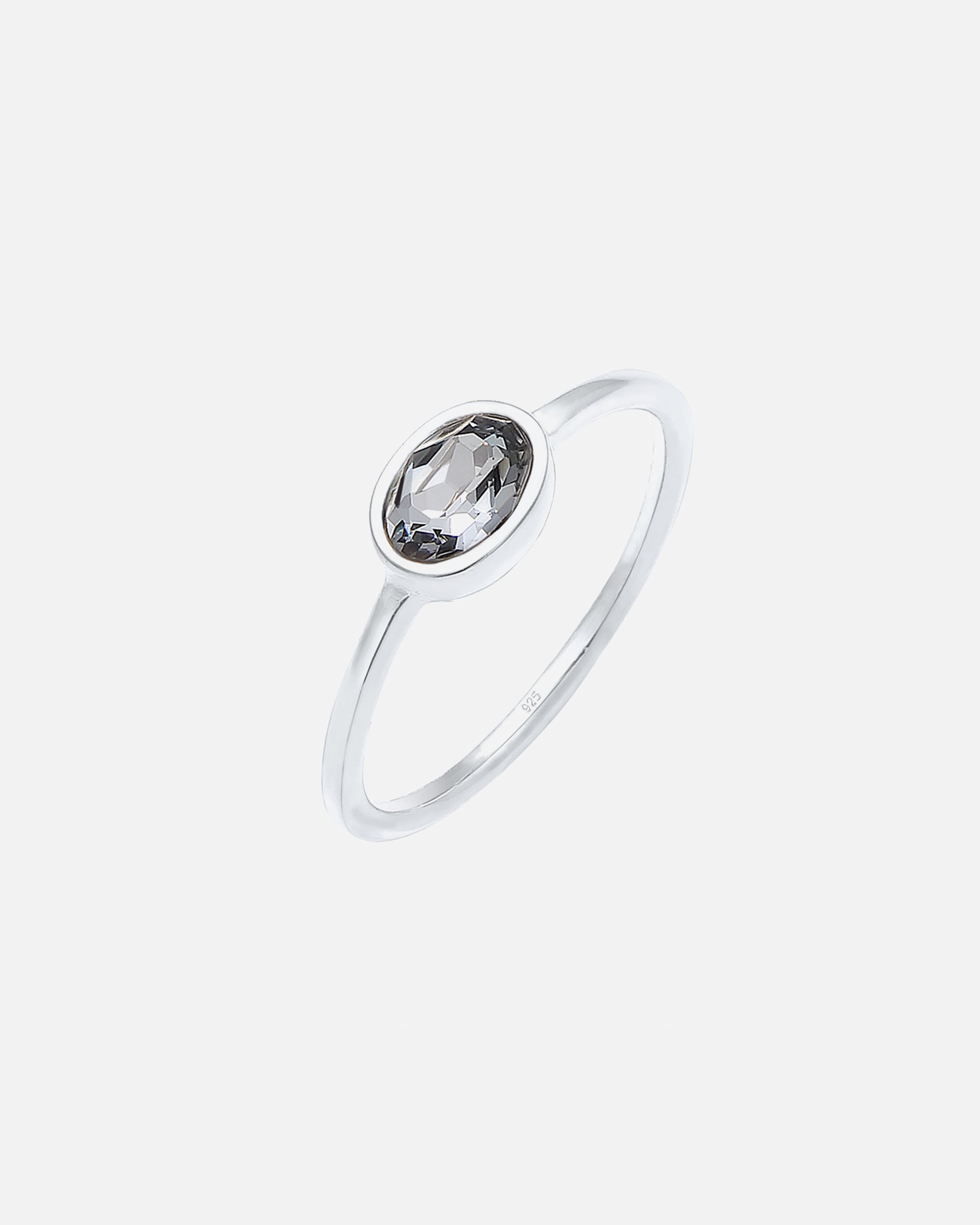 Anello di Femmina Elli banda classico semplice con cristallo in Argento Sterling 925 56