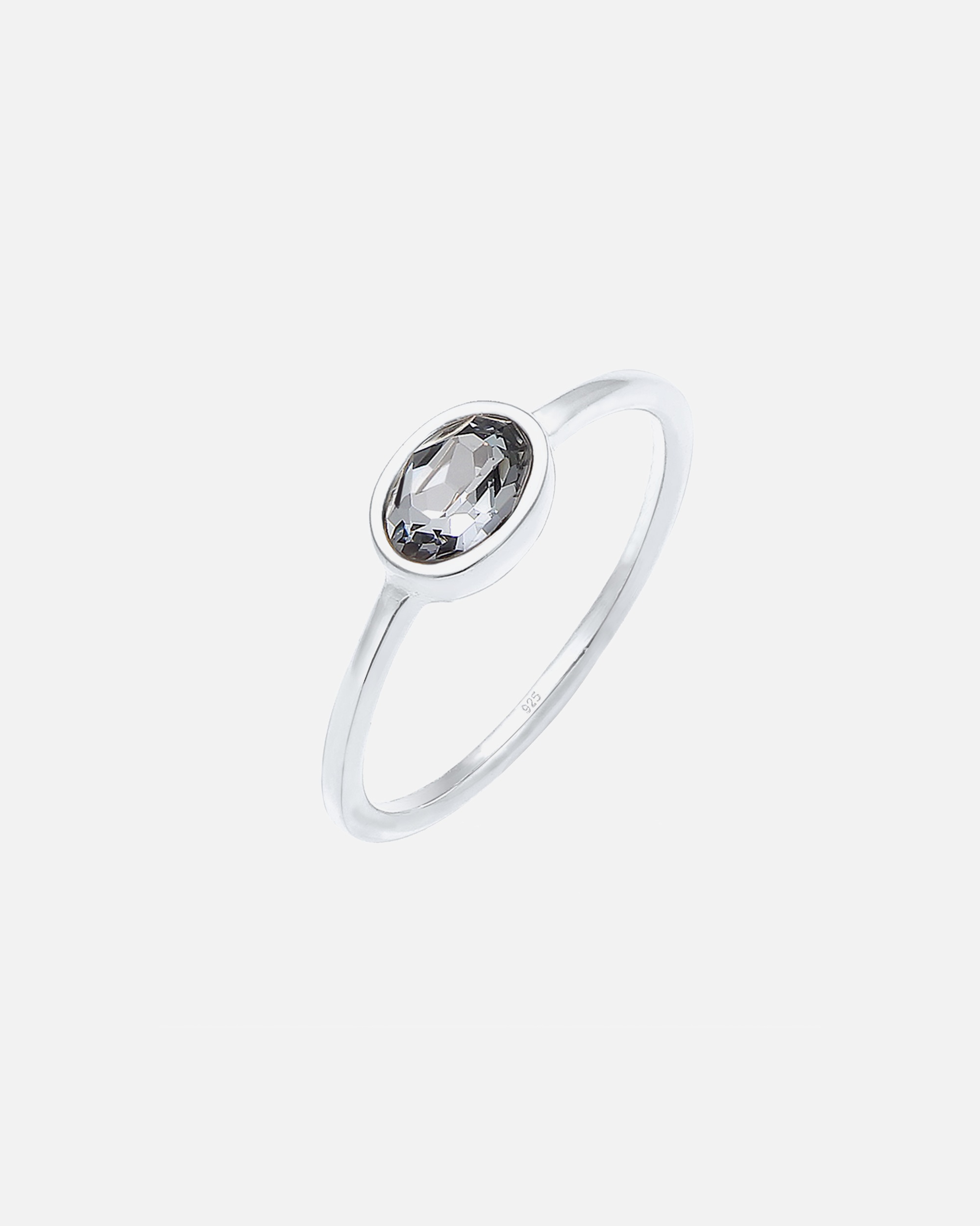Anello di Femmina Elli banda classico semplice con cristallo in Argento Sterling 925 58