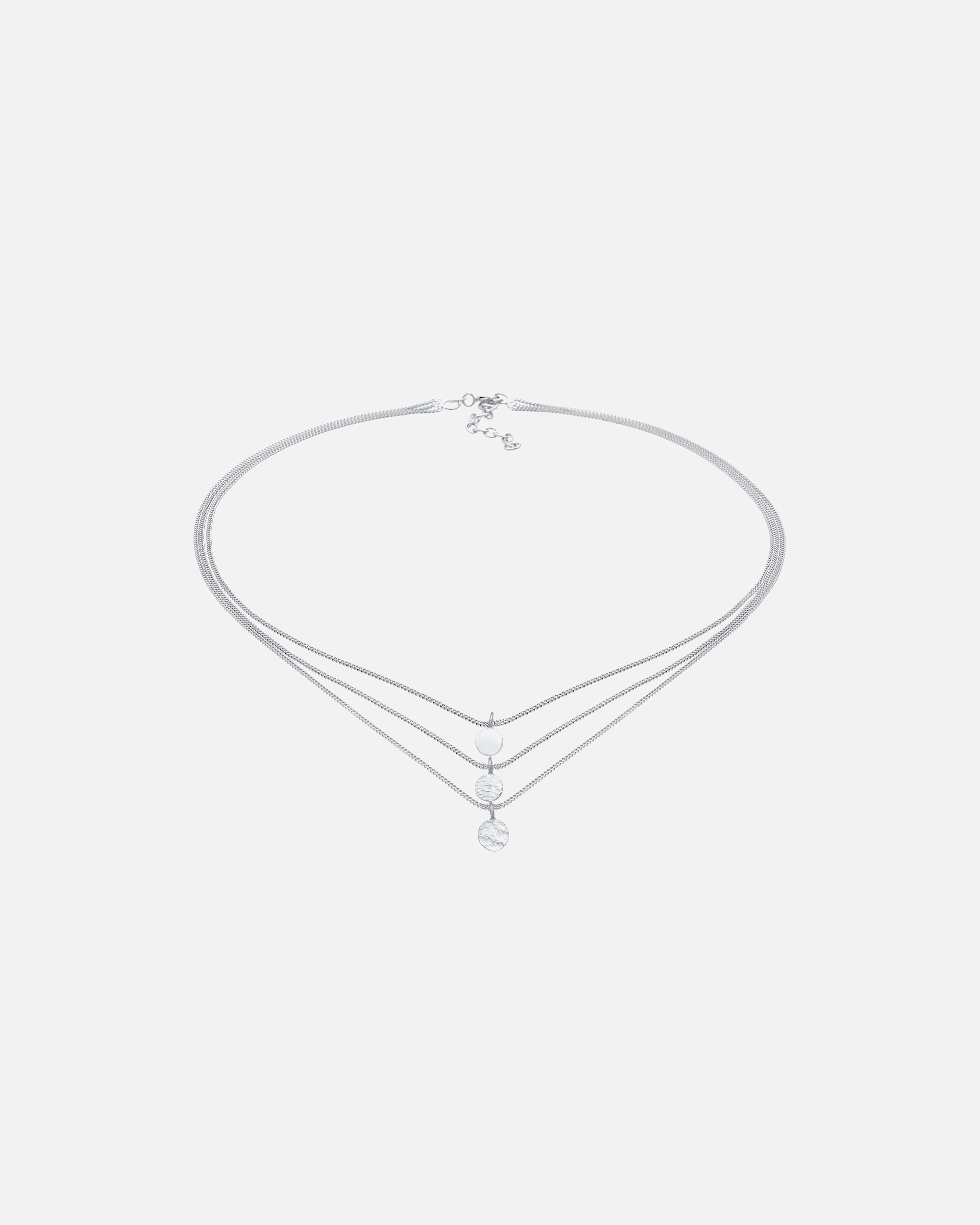 Collana di Femmina Elli Choker a strato Three Row Plate Boho Trend Blogger in 925 Sterling Silver 36
