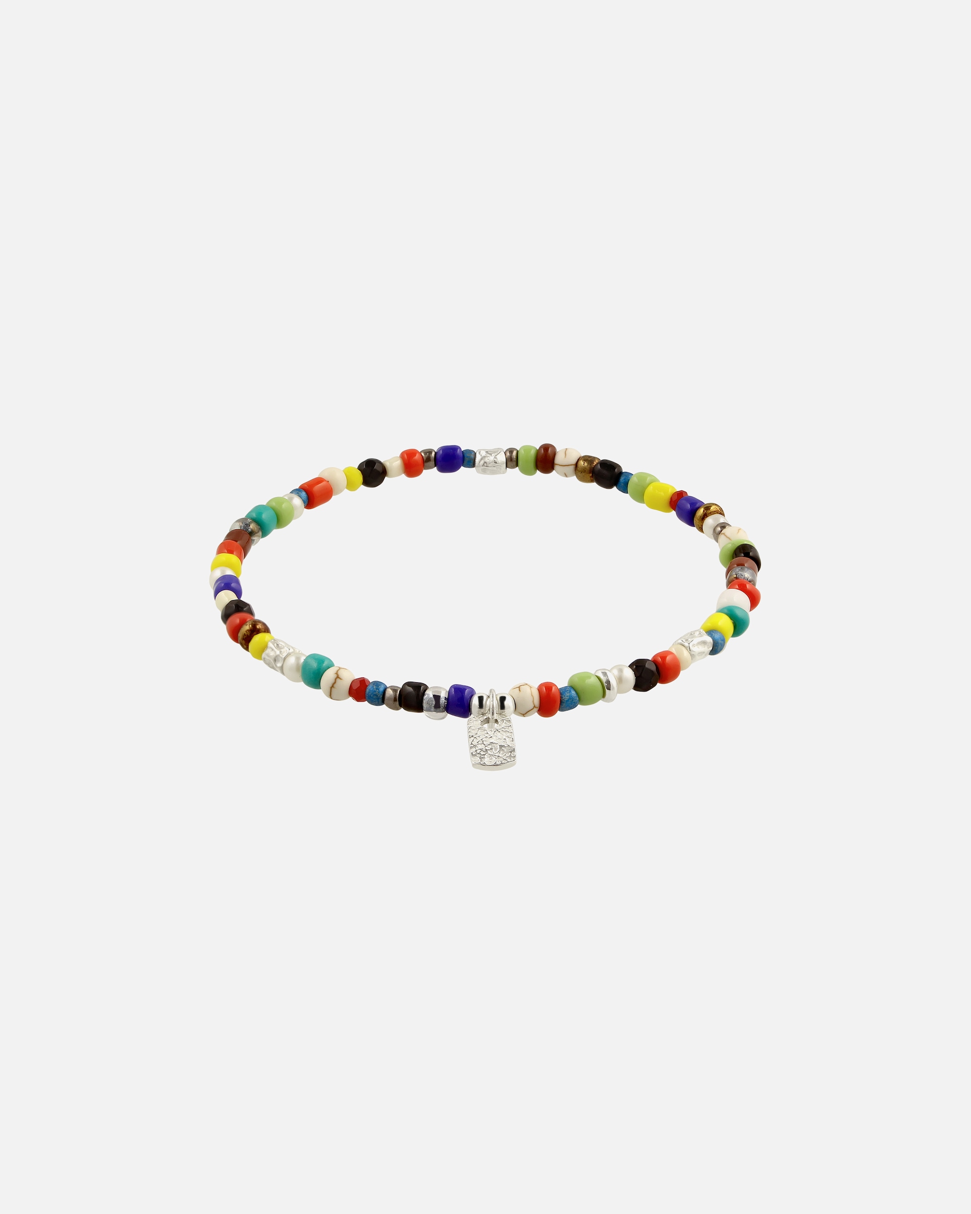 Braccialetto di Maschio KUZZOI Bracciale beads Synthetic Agate Synthetic Howlite Nero 925 Sterling Silver 19