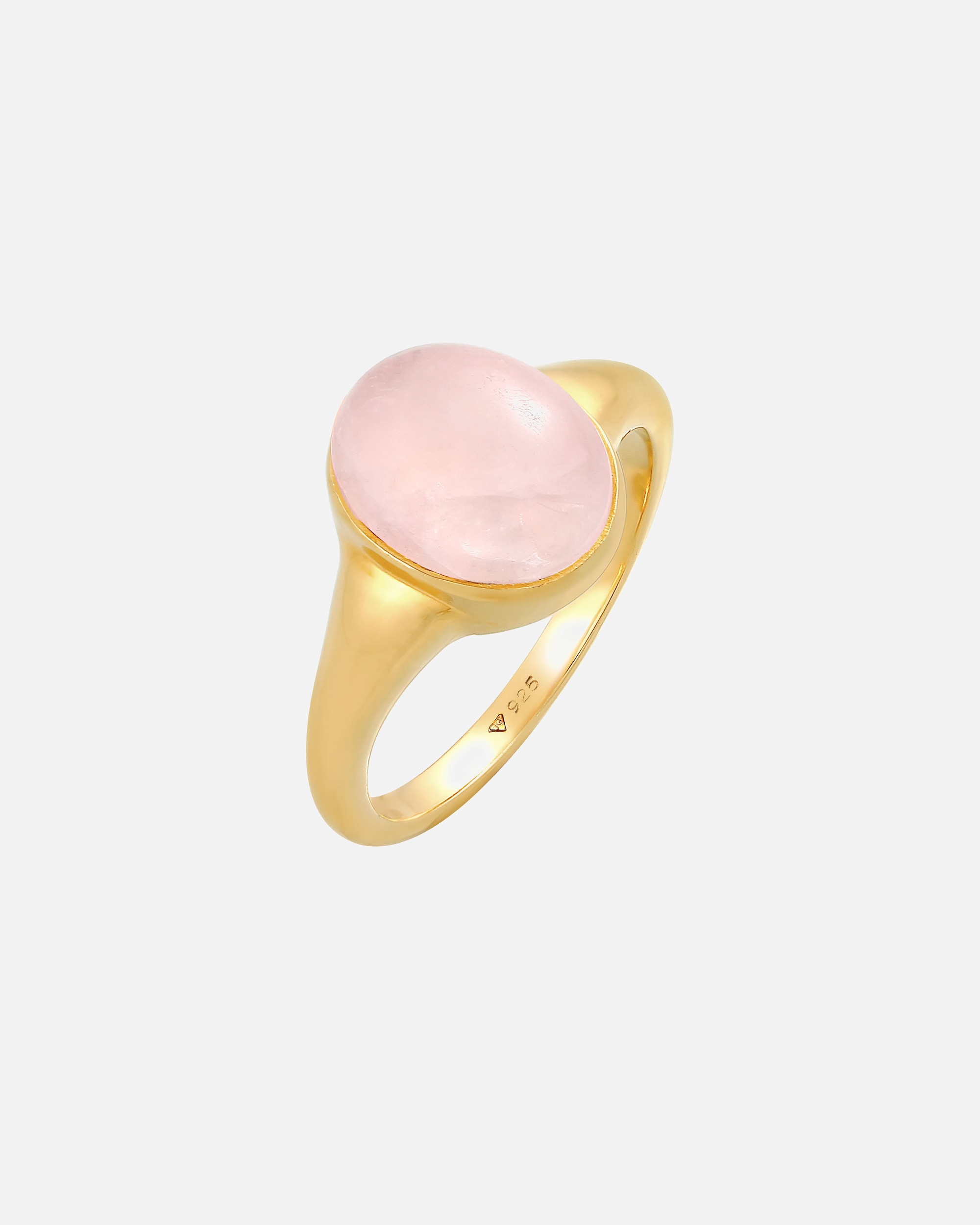 Anello di Femmina Elli Signet Ring Oval Trend Chunky con quarzo rosa in argento sterling 925 58